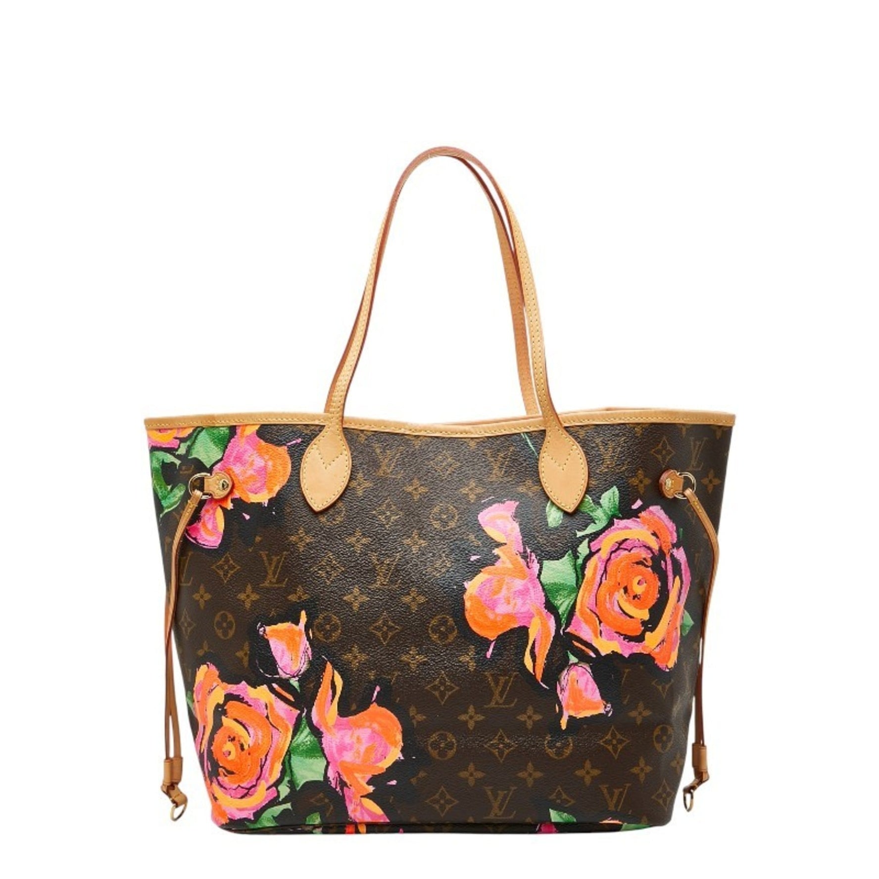 Louis Vuitton Monogram Rose Neverfull MM Tote Bag Handbag Brown Multicolor Leather LOUIS VUITTON