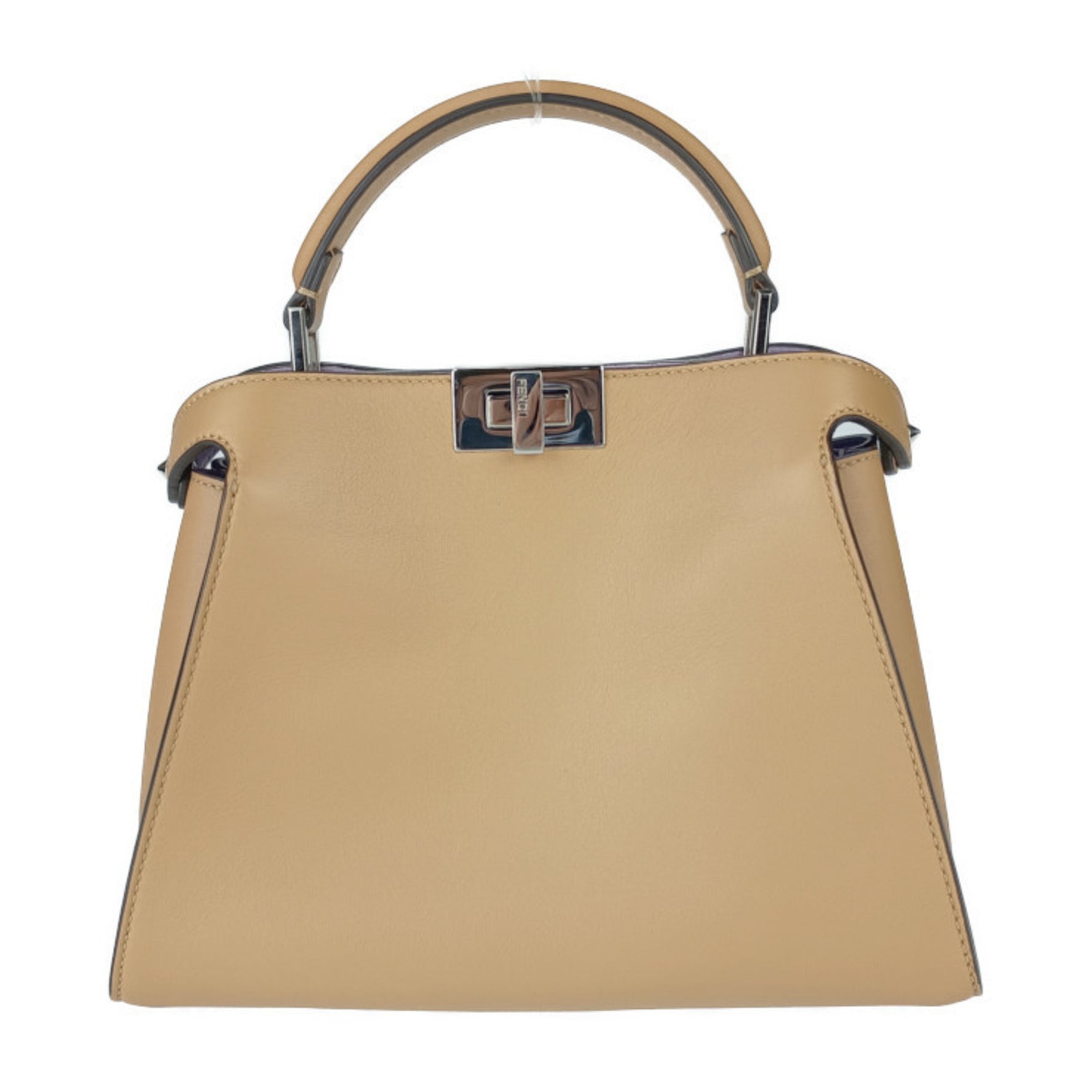 FENDI PEEKABOO ESSENTIALLY handbag SMQ brown purple calf leather ladies turn lock