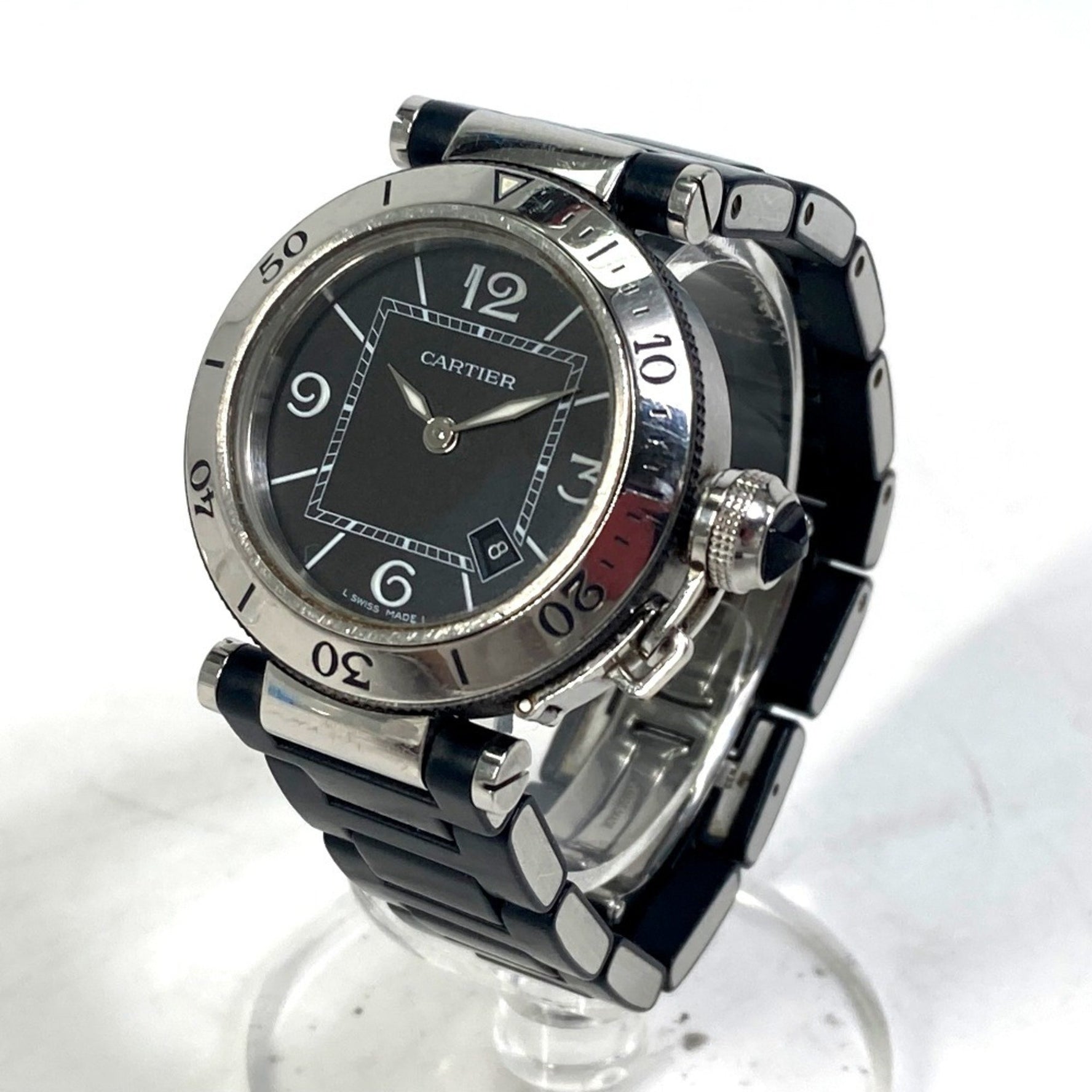 CARTIER Pasha Seatimer Quartz Date Watch (W3140003) in Stainless Steel and Silver for Women