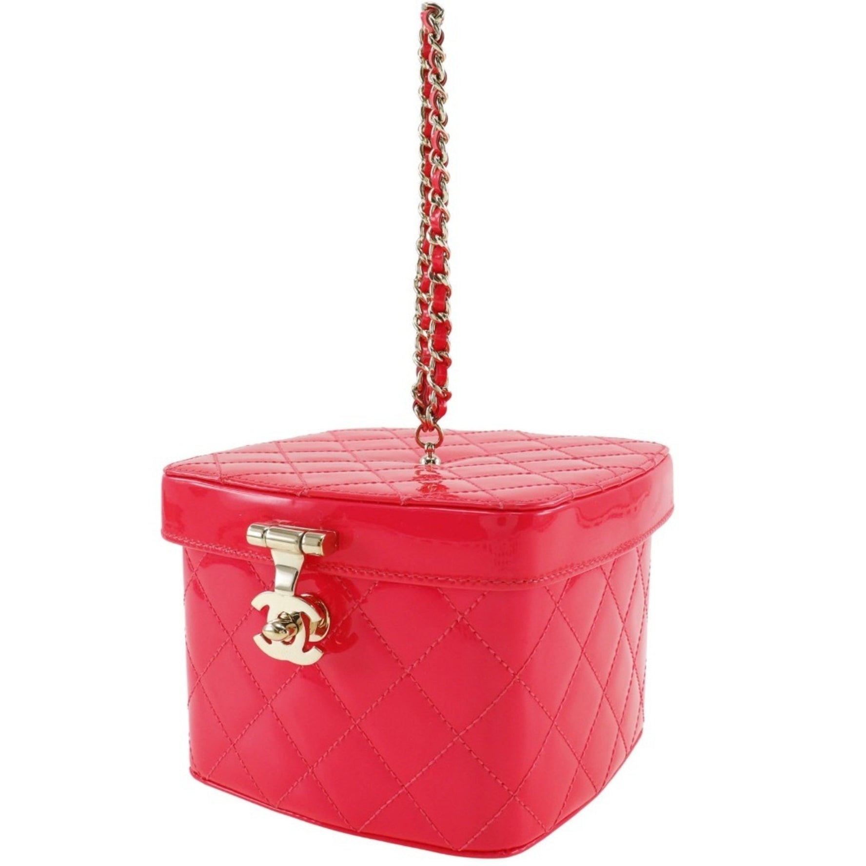 CHANEL Vanity Handbag, Matelasse Bag x Patent Leather, Turnlock, Vanity