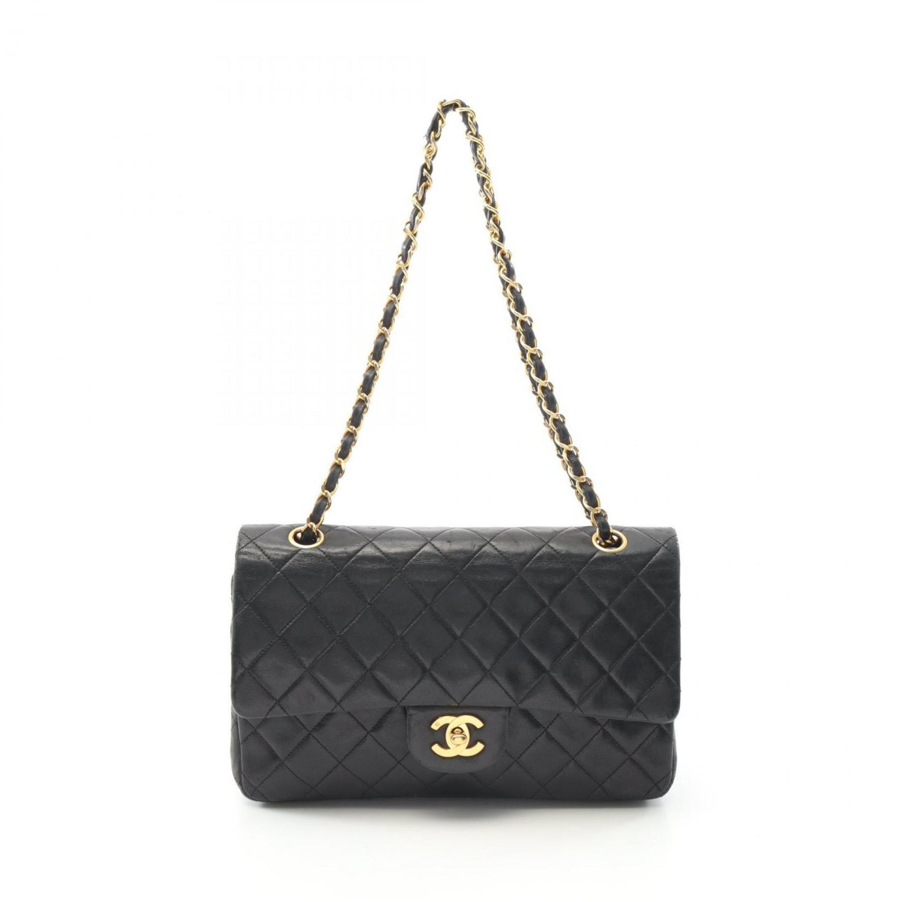 CHANEL Matelasse Double Flap Shoulder Bag in Lambskin Leather