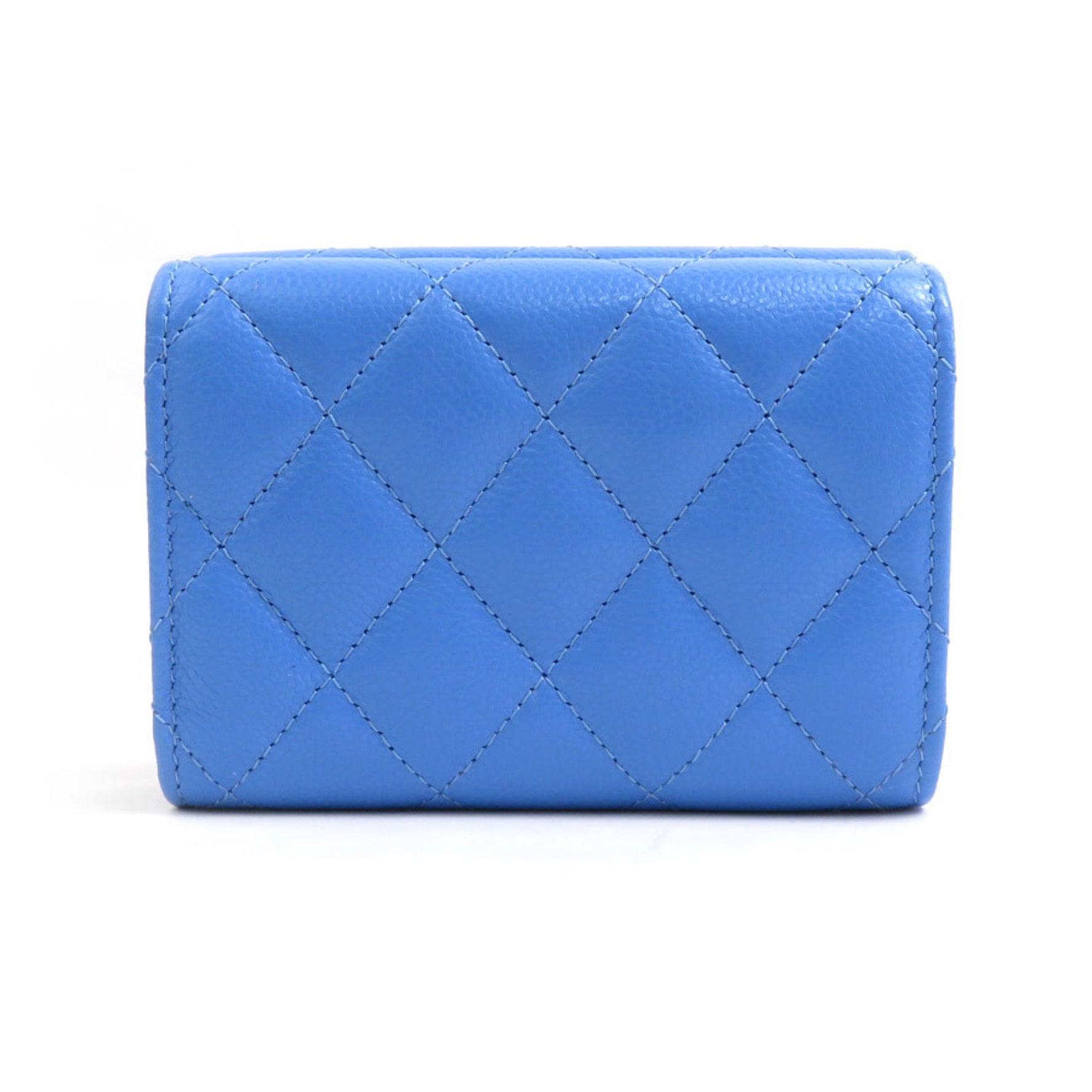CHANEL Tri-fold Wallet Caviar Skin Leather