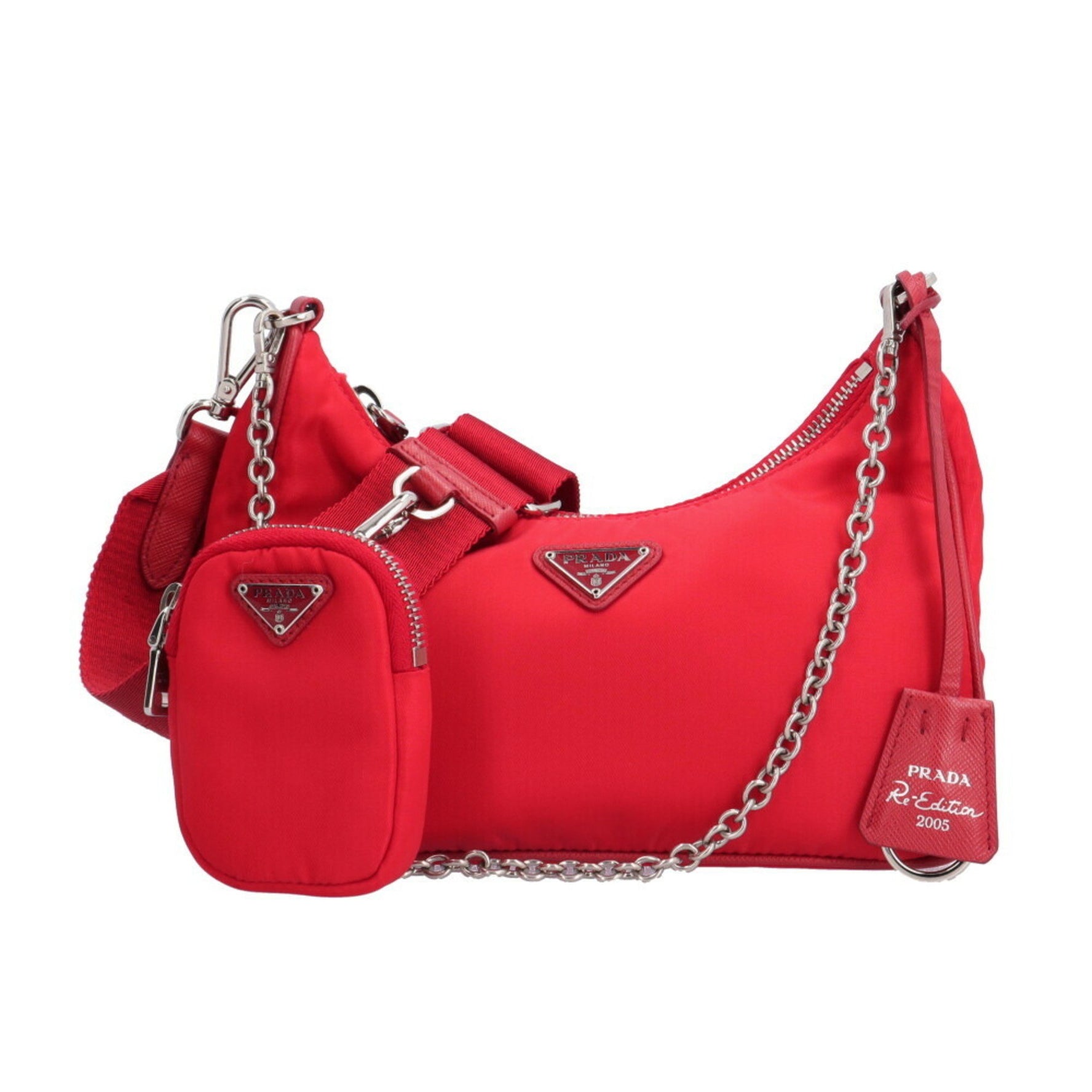 Prada Shoulder Bag Nylon Red Unisex