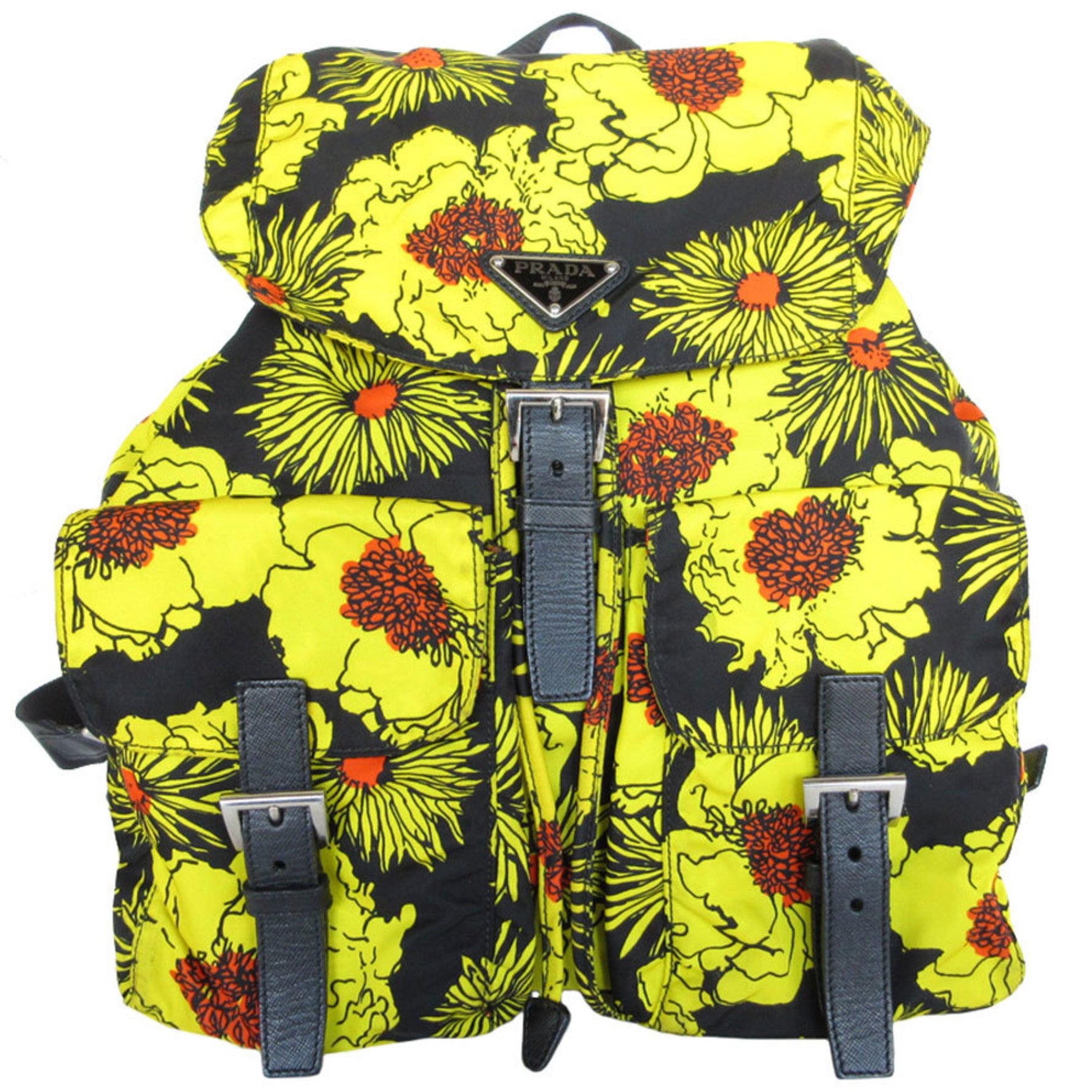 PRADA Backpack Nylon Black x Yellow
