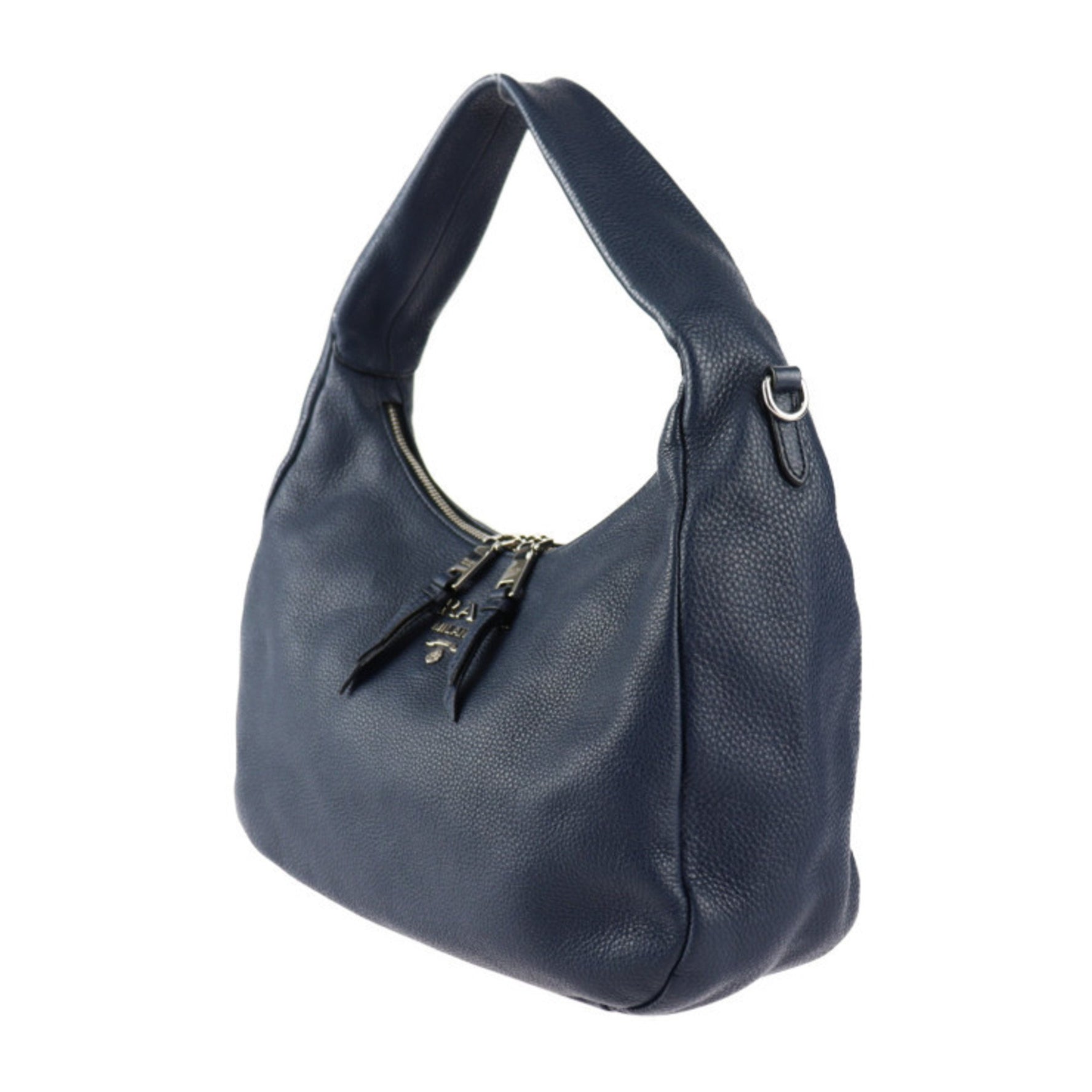 PRADA VITELLO PHENIX Shoulder Bag 1BC133 Leather BALTICO Navy
