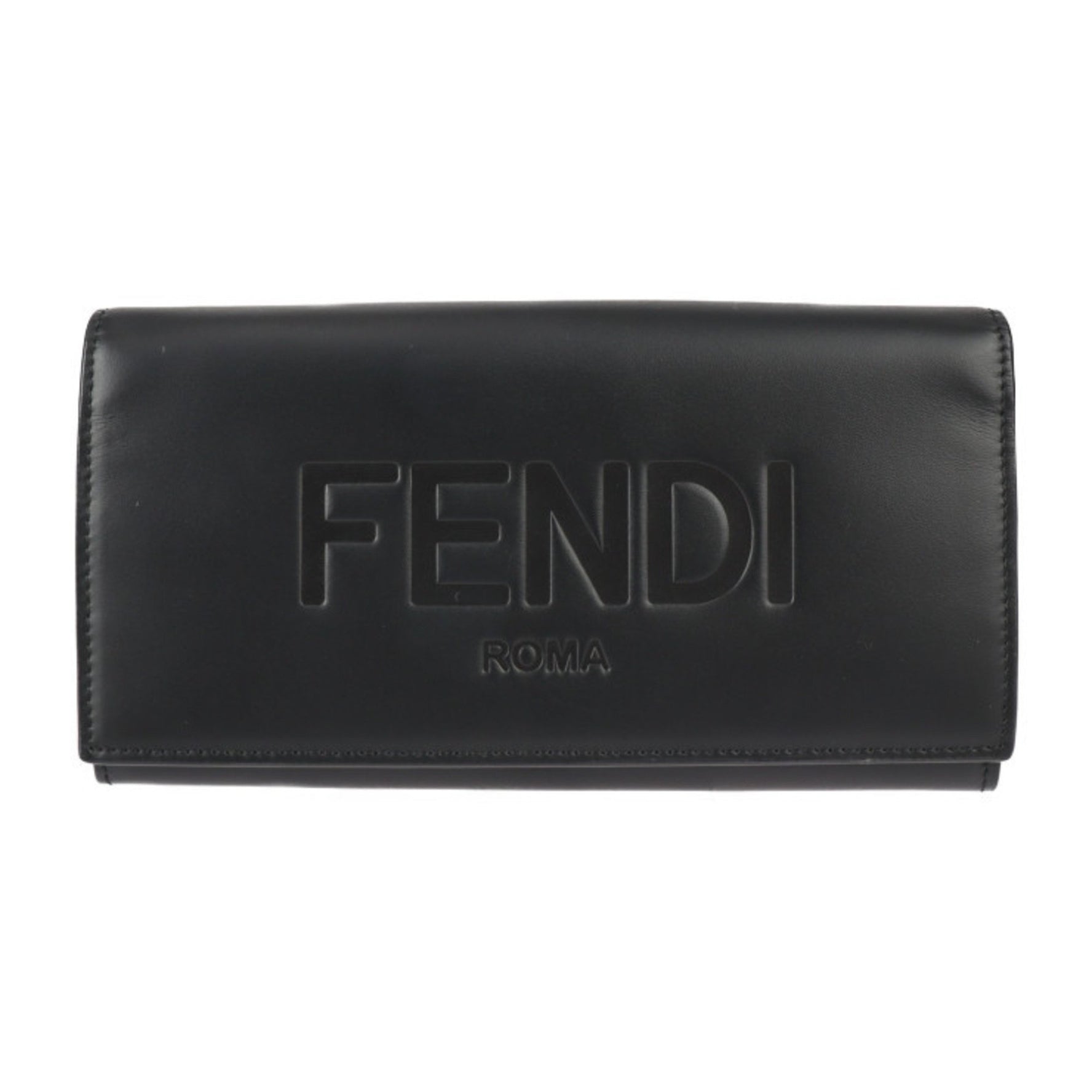 FENDI Continental Wallet Long Calf Leather Silver Hardware Logo