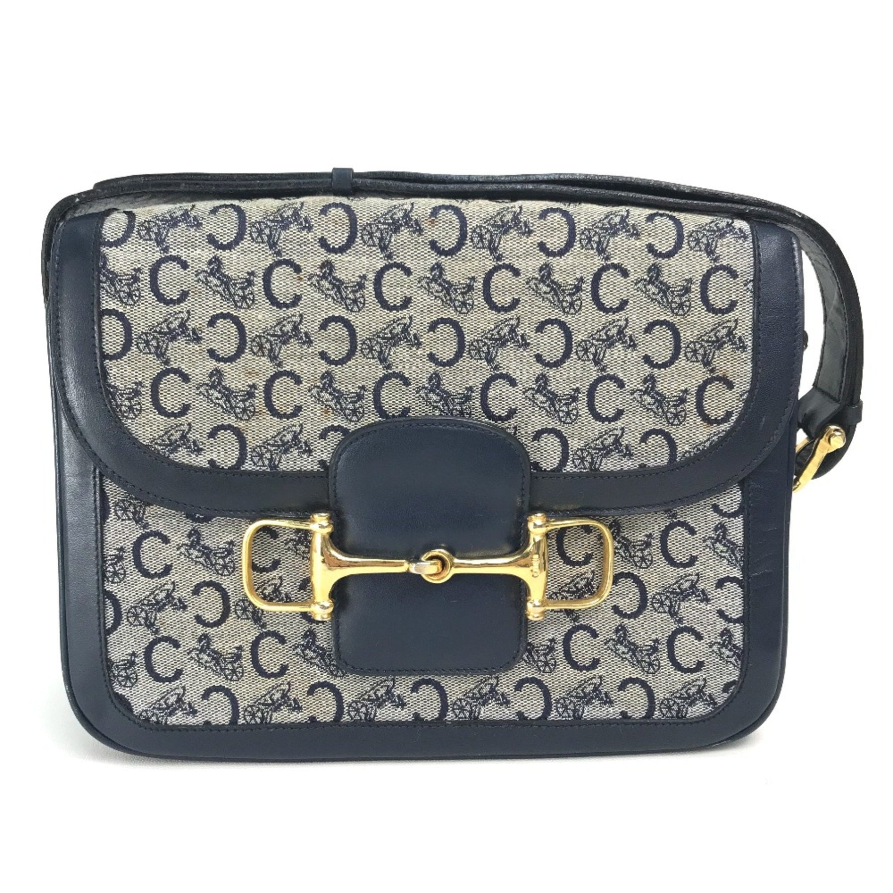 CELINE Old bag vintage Shoulder Bag Gray x GoldHardware