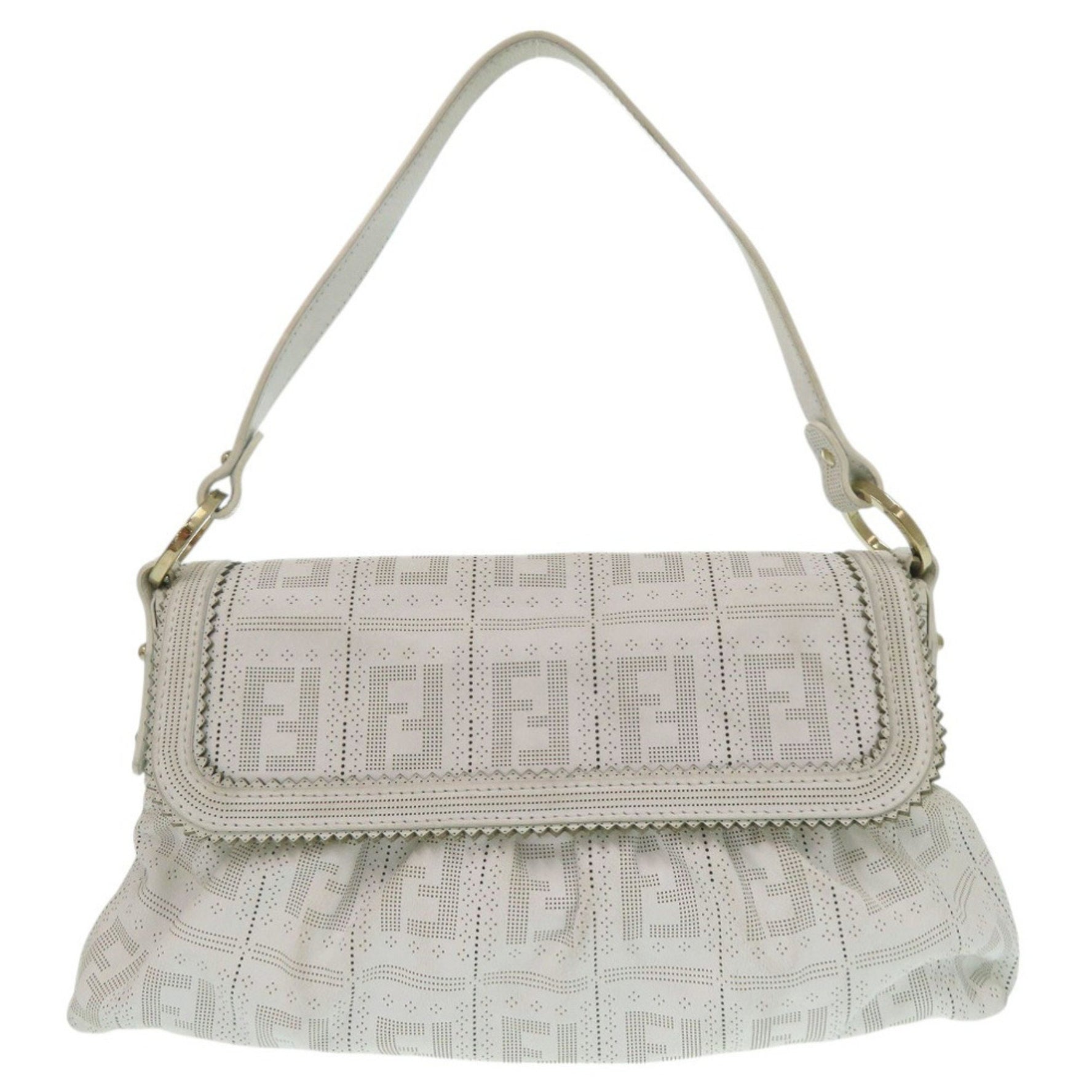 Fendi Zucca One-Shoulder Handbag Leather 0711