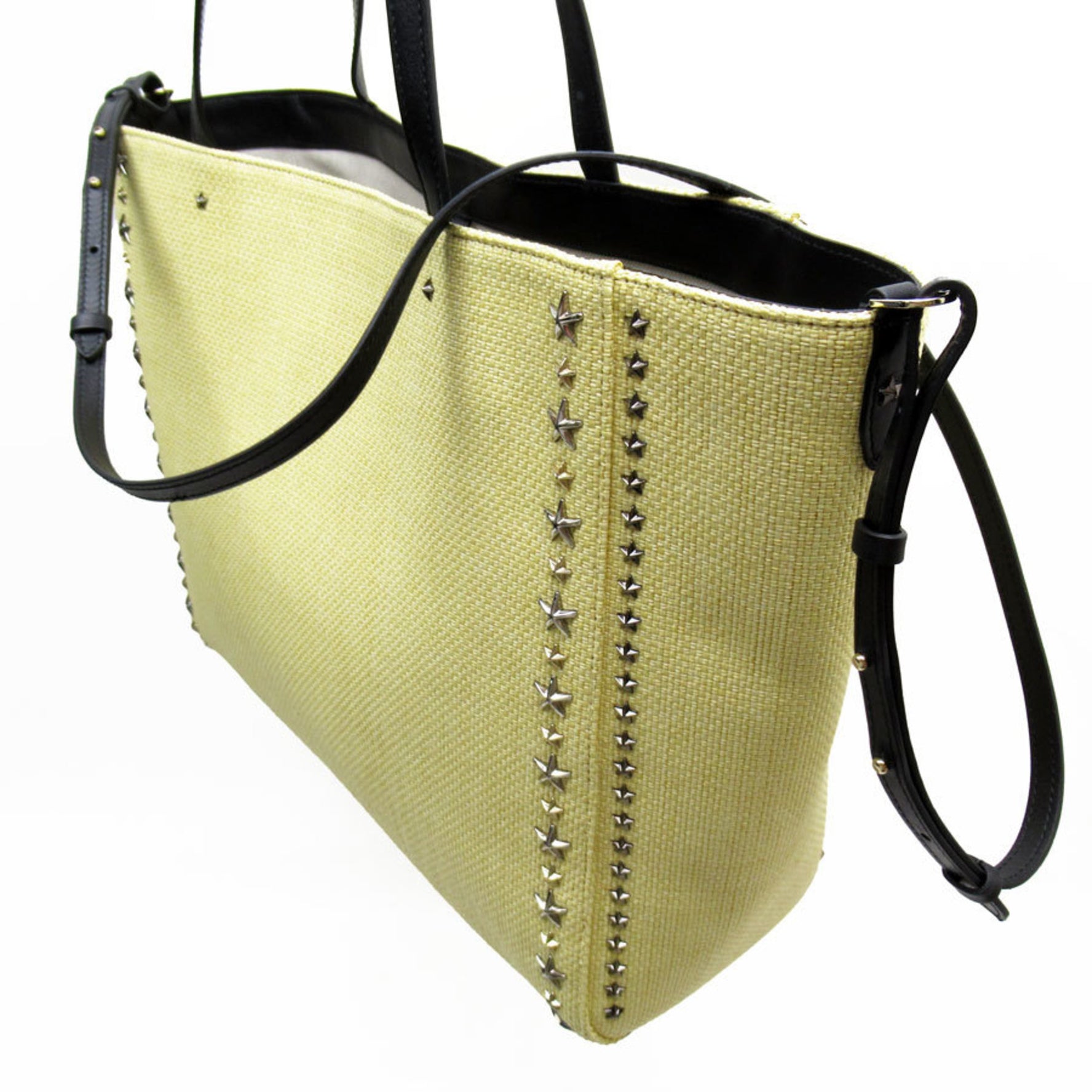 JIMMY CHOO Shoulder Bag Raffia Leather Natural x