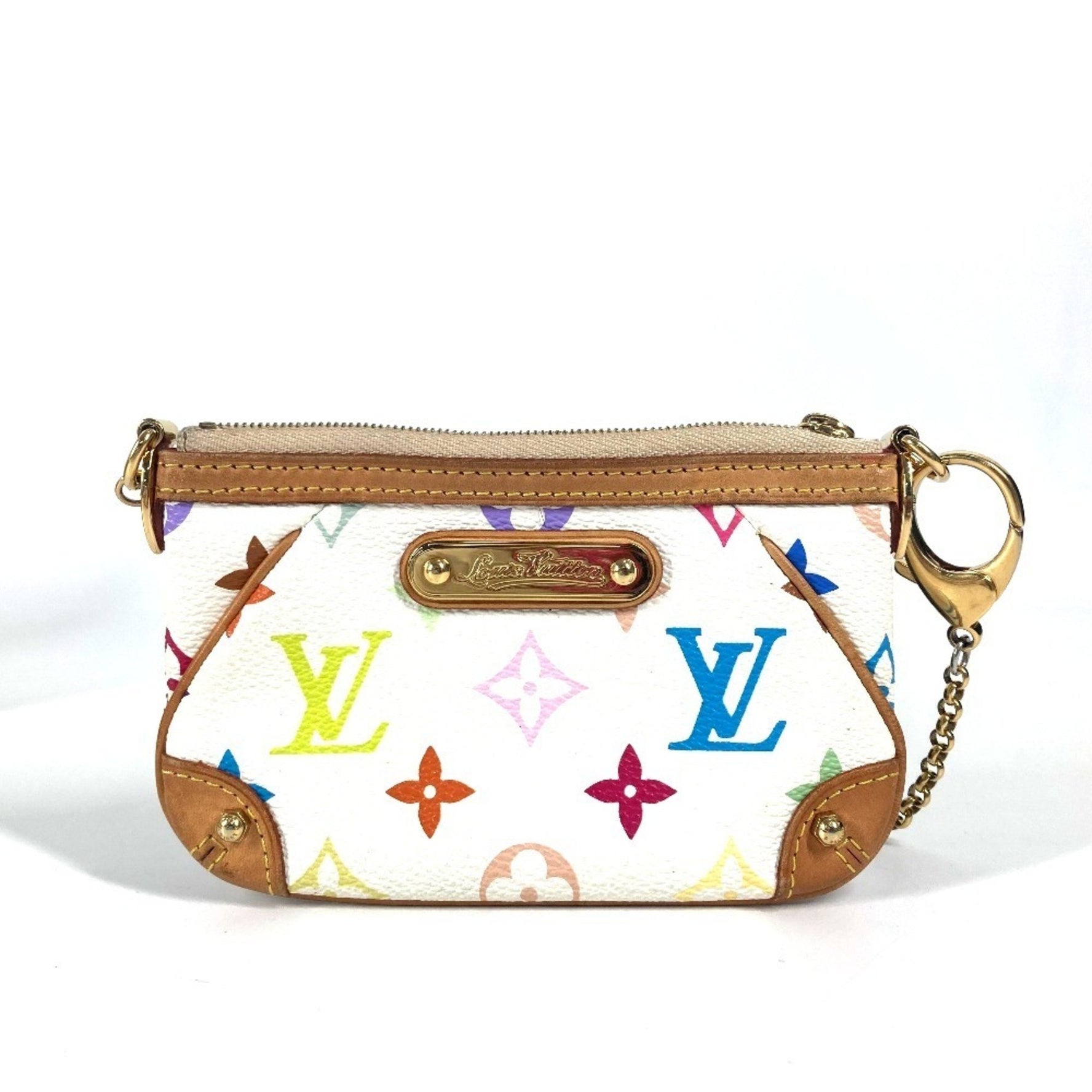 Louis Vuitton Monogram Multicolor Pochette Mira PM Chain Bag Pouch Handbag Canvas White