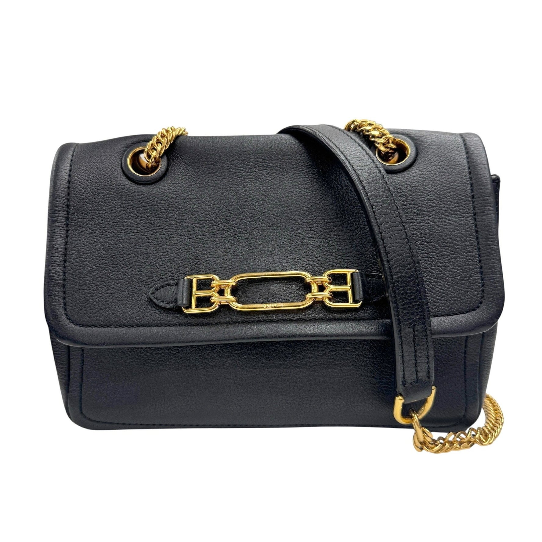BALLY Chain Shoulder Bag in Black with G Hardware and Leather