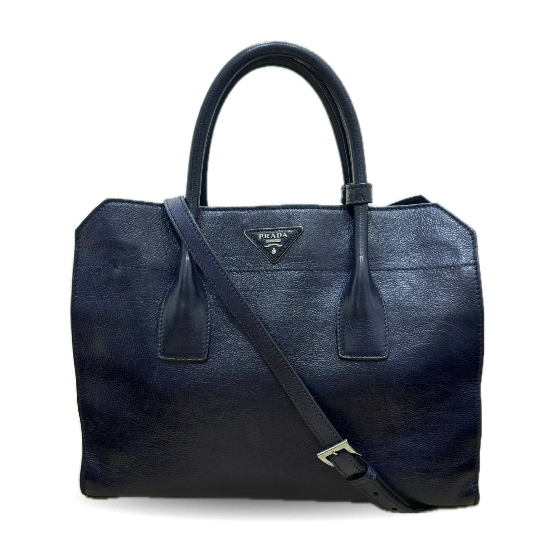 Prada Vitello Dino Handbag Shoulder Bag Leather Triangle