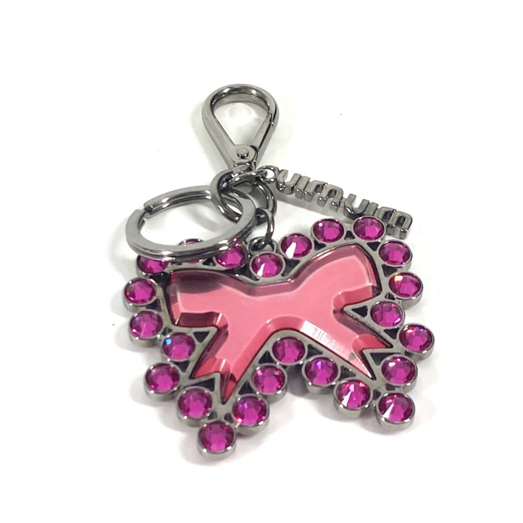 Miu Miu miu Miu Ribbon Rhinestone Bag Charm Keychain Metal