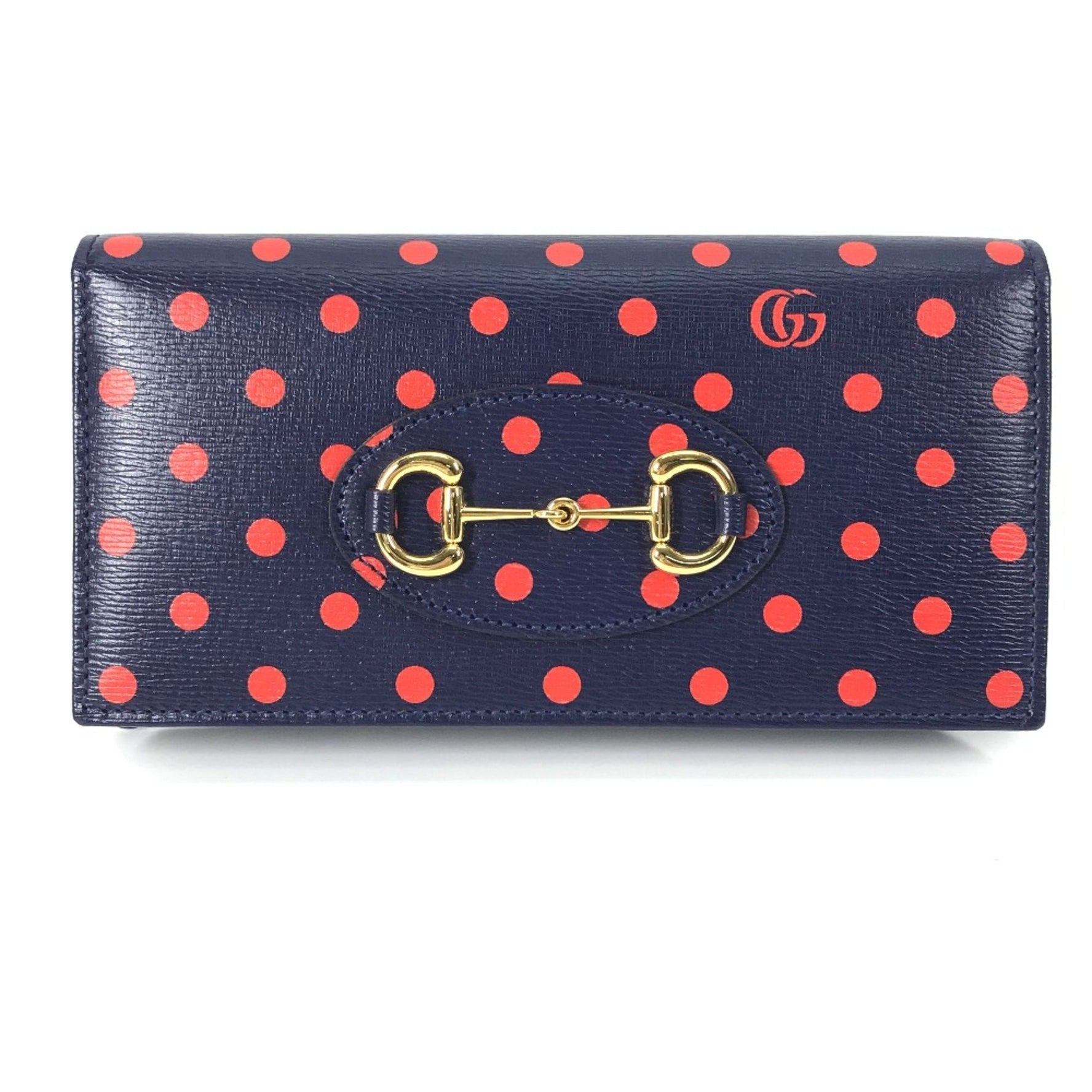 Gucci Horsebit 1955 Dot Polka Dot Shoulder Bag Crossbody Long Wallet x Red