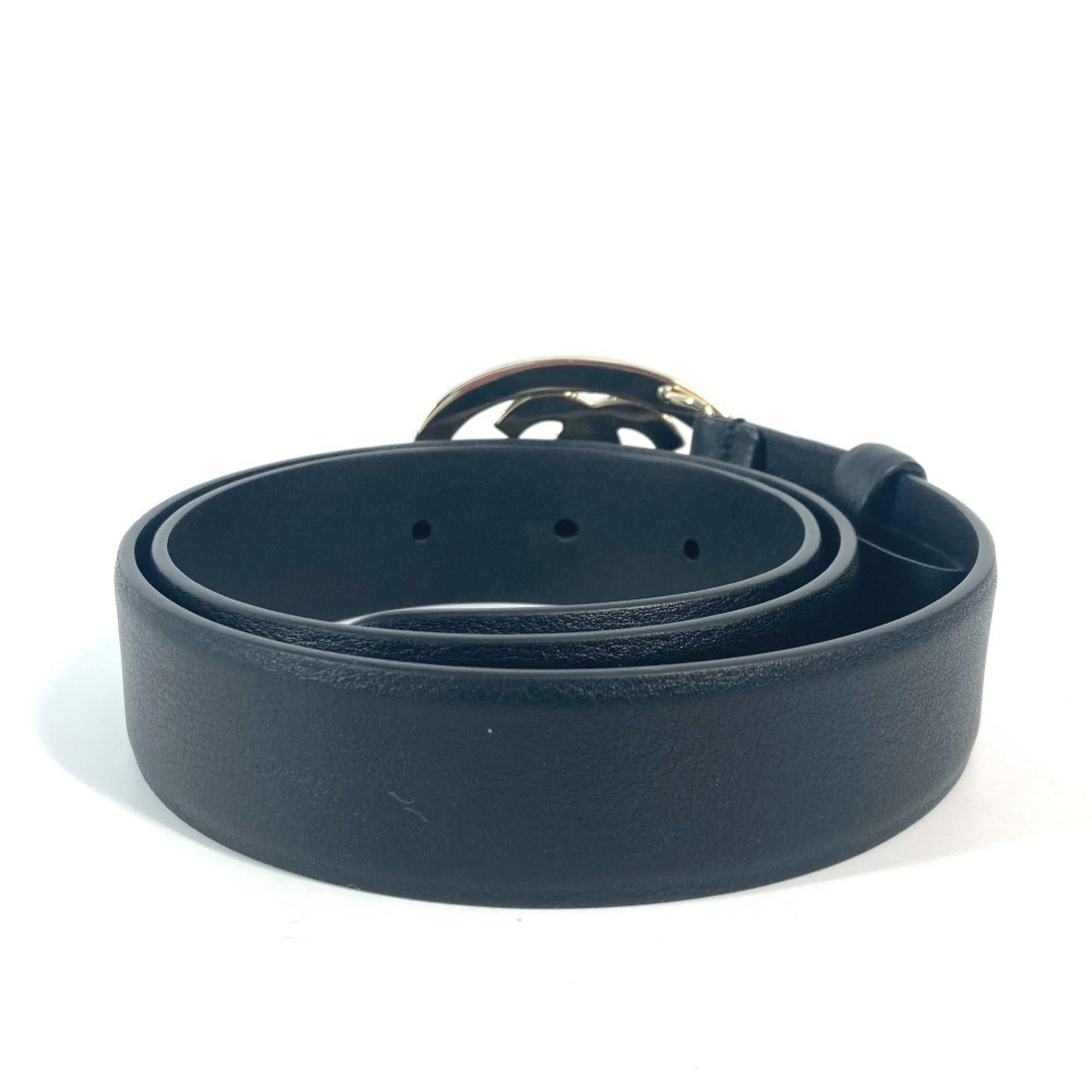CHANEL CC Coco Mark Round Accessory Buckle Belt Leather Like New