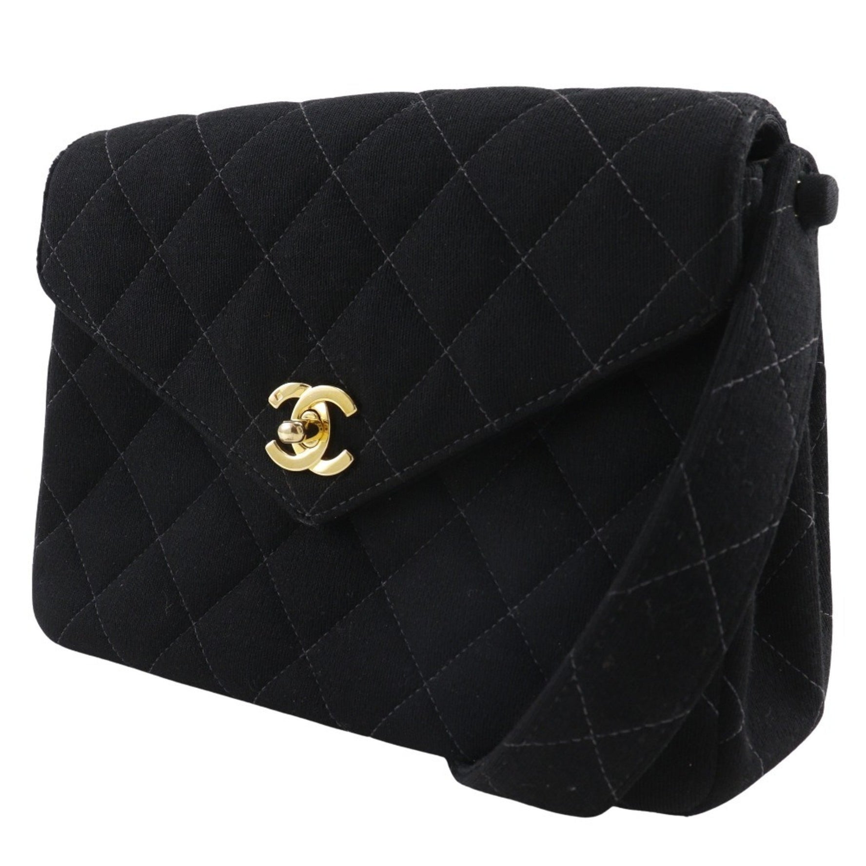 CHANEL Matelasse Shoulder Bag Coco Mark Cotton Turn Lock