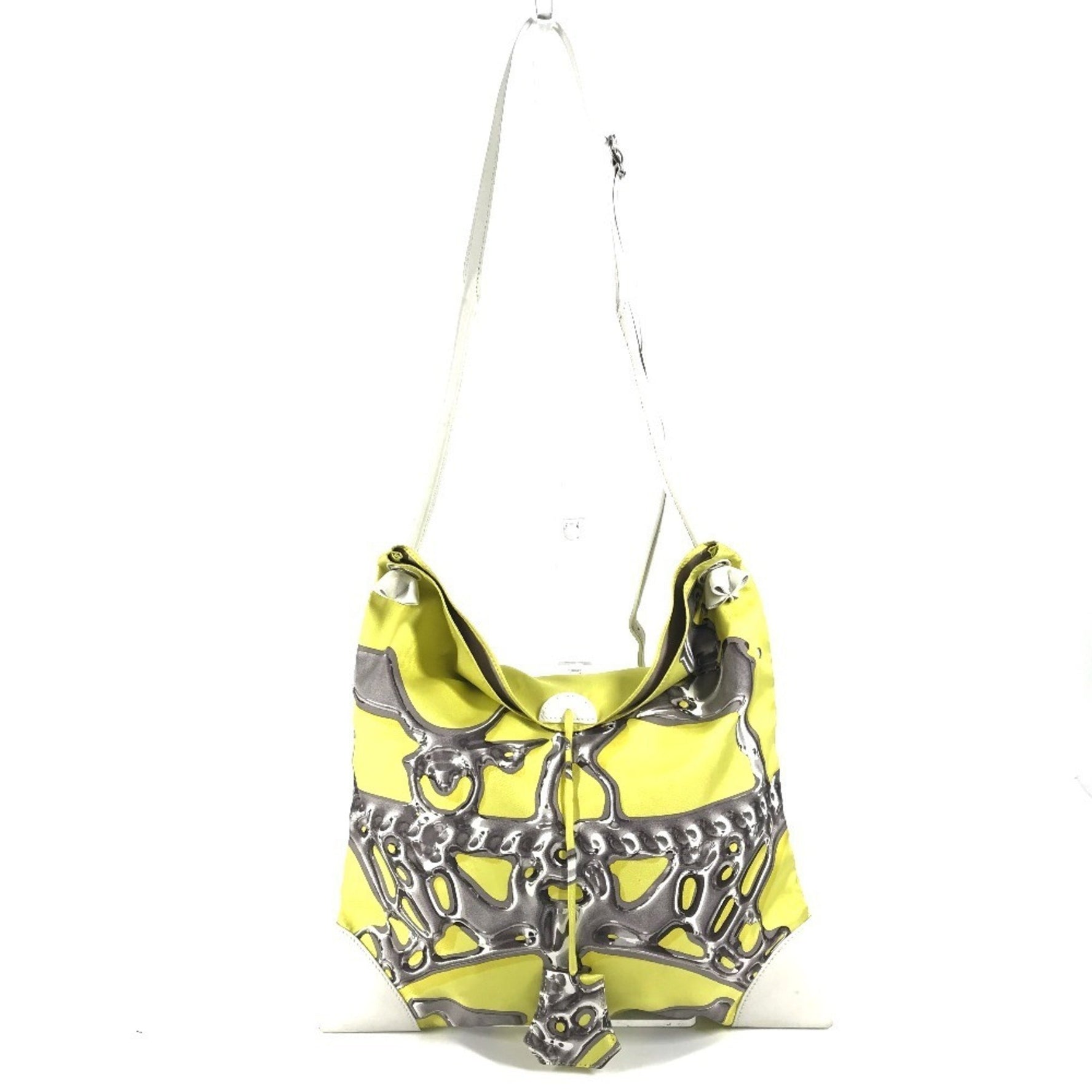 HERMES Silky City PM Crossbody Bag with Pouch Shoulder Silk Leather Yellow