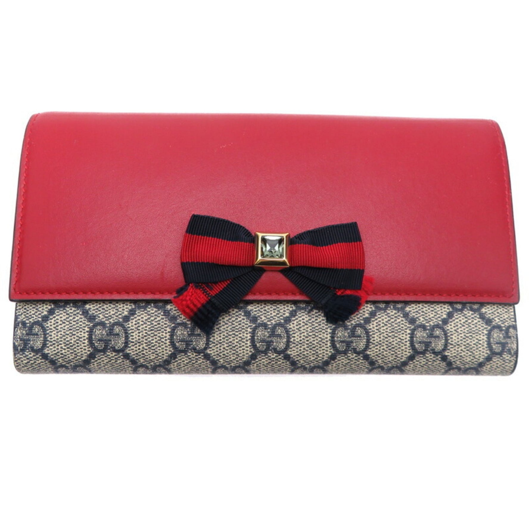 Gucci GG Supreme Ribbon Long Wallet PVC Navy