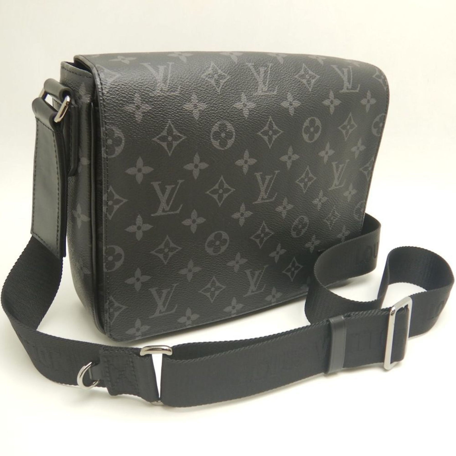 LOUIS VUITTON Monogram Eclipse District PM Shoulder Bag in Noir