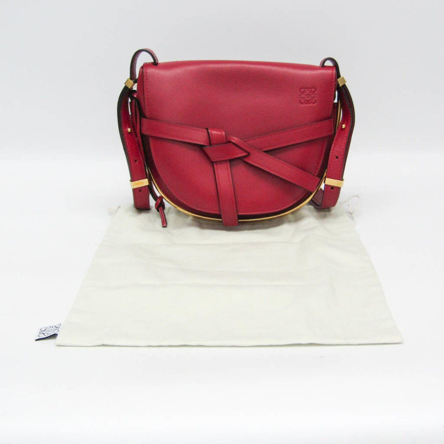 Loewe Metal Gate Leather Shoulder Bag Red Color