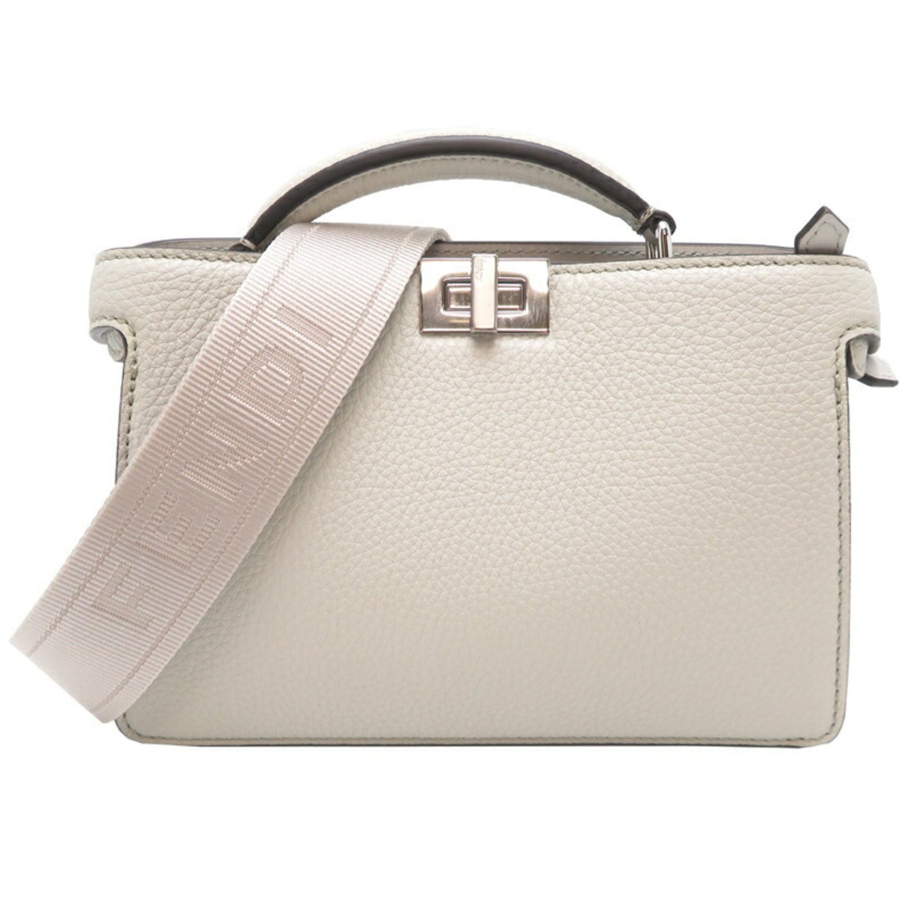 Fendi Peekaboo I.C.U. X-Cross Shoulder Bag Calfskin Light Grey