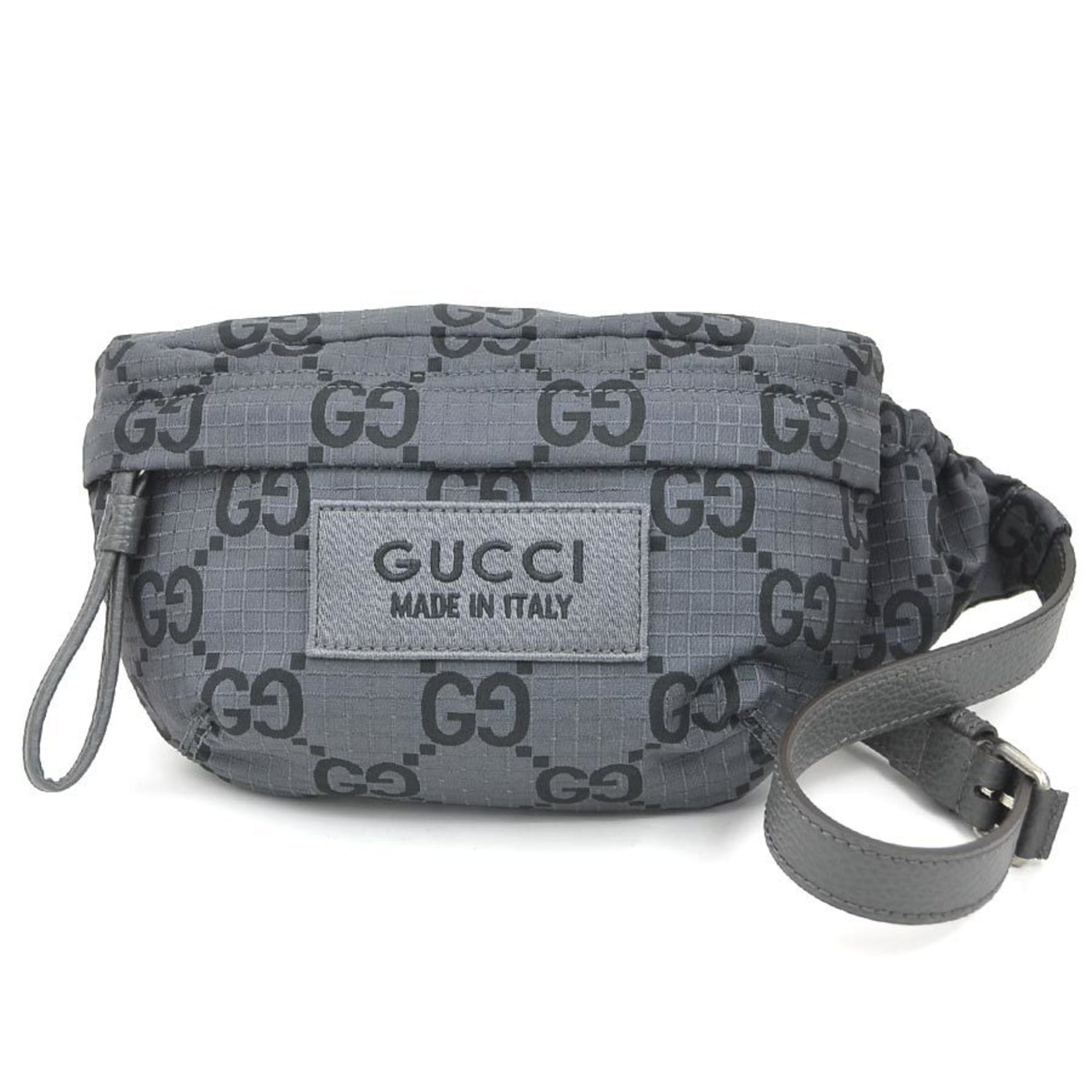 Gucci Body Bag/Belt Bag in Nylon and Leather, Gray, Black, Silver (Product Code: