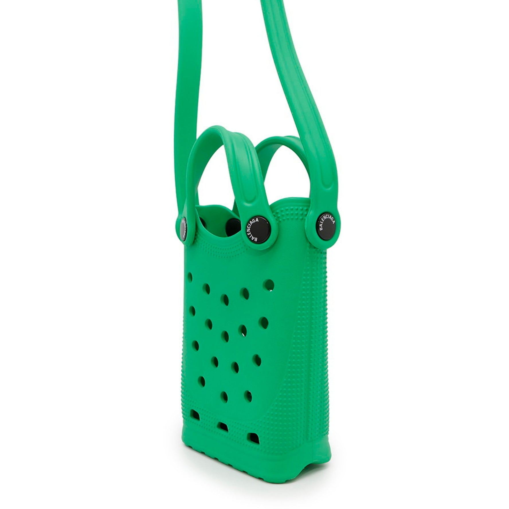 Balenciaga shoulder bag with Crocs rubber phone holder