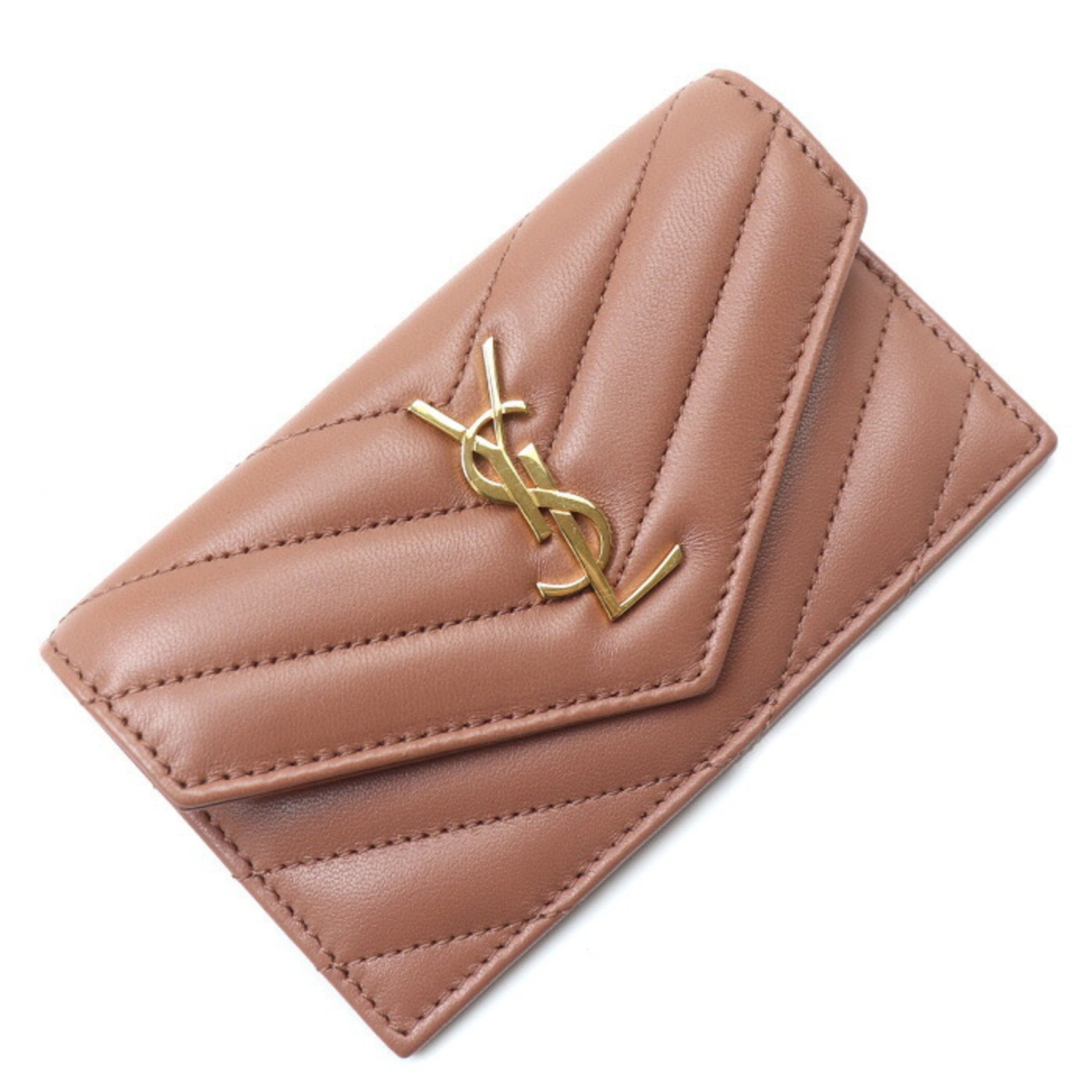 Saint Laurent Cassandra Fragment Flap Card Case BARELY
