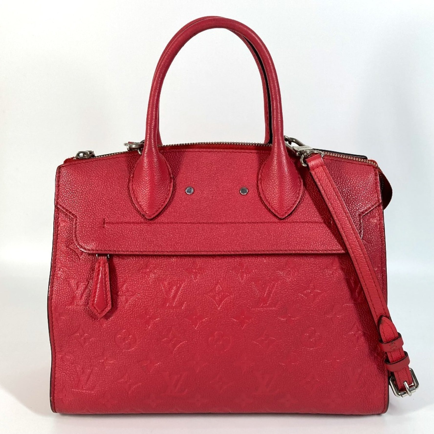 Louis Vuitton Monogram Empreinte Pont Neuf MM Bag Shoulder Crossbody Handbag Leather Blossom Red