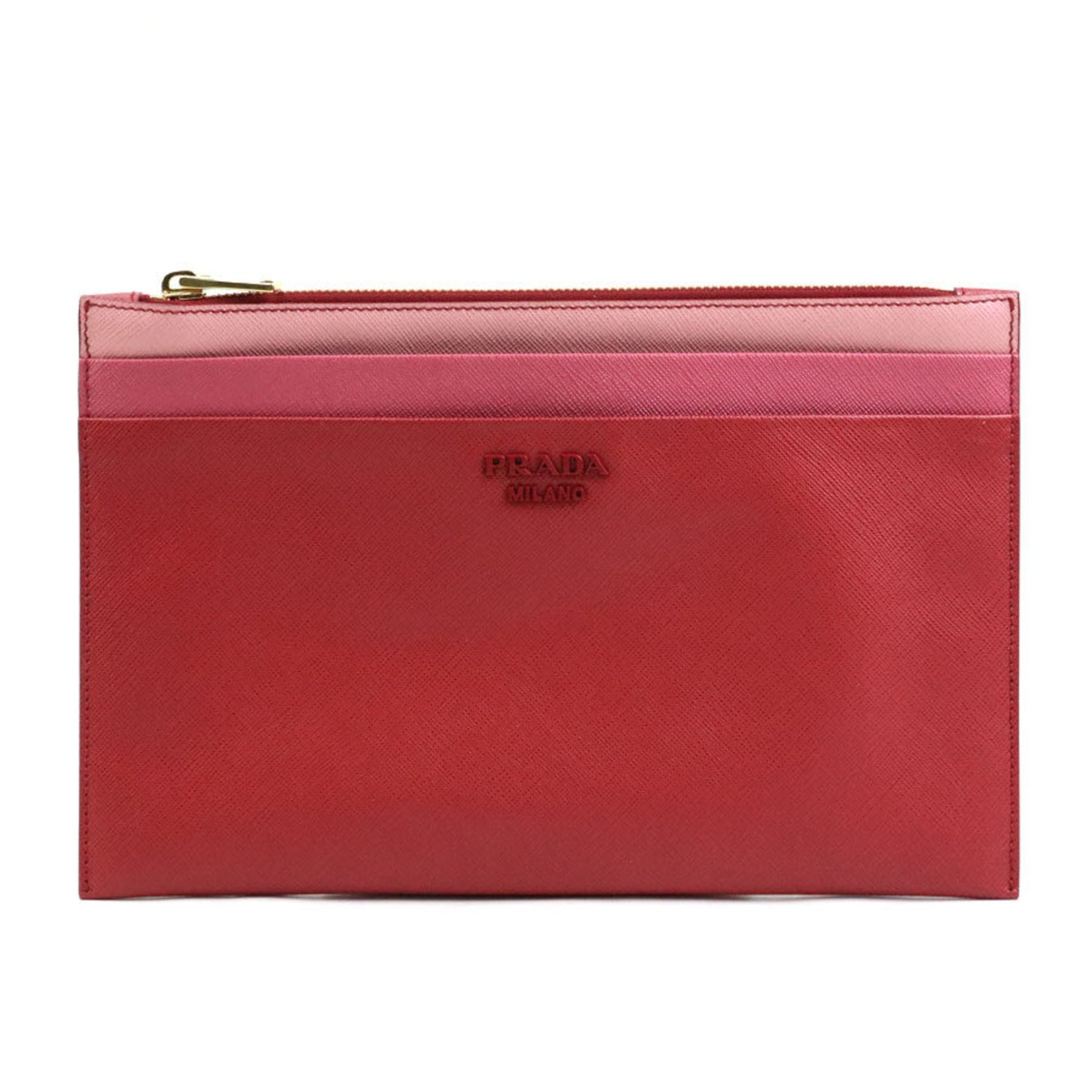 PRADA clutch bag leather red x pink men's women's 1NG017 h30836a