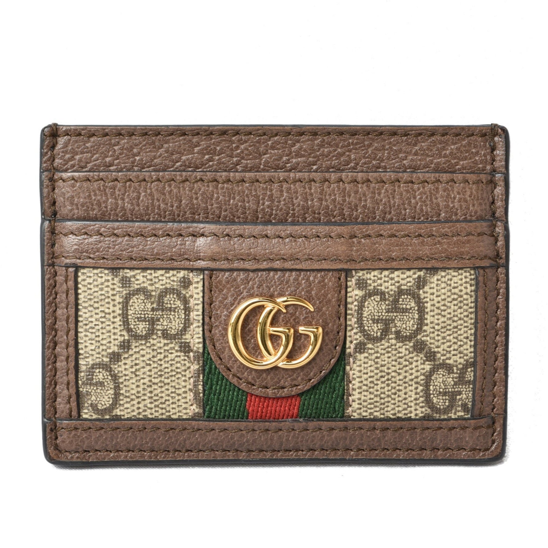 Gucci Card Case Business Holder Beige Brown 8745 Ophidia GG Supreme