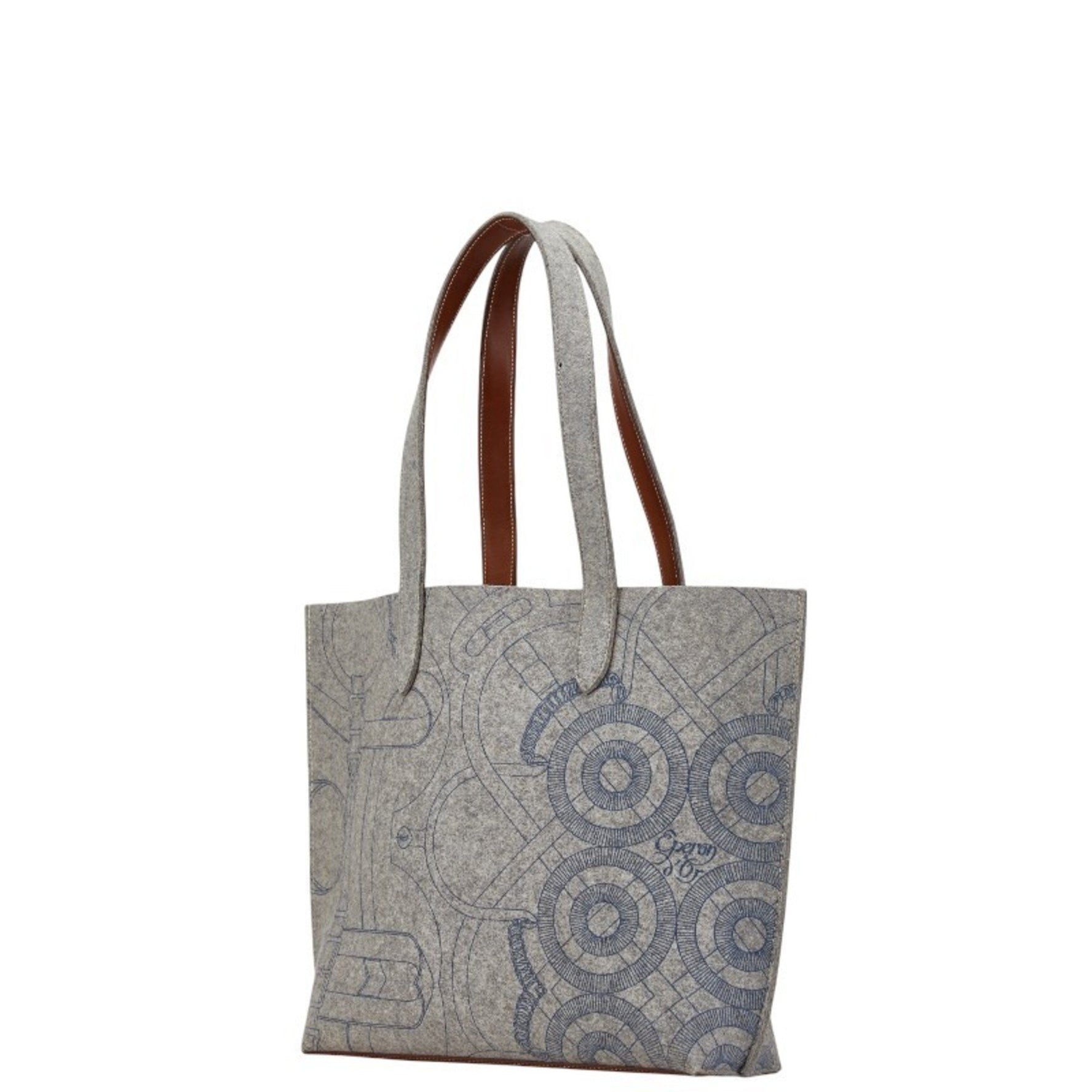 Hermes Sac Karimi MM Tote Bag Shoulder Grey Felt Calf Leather