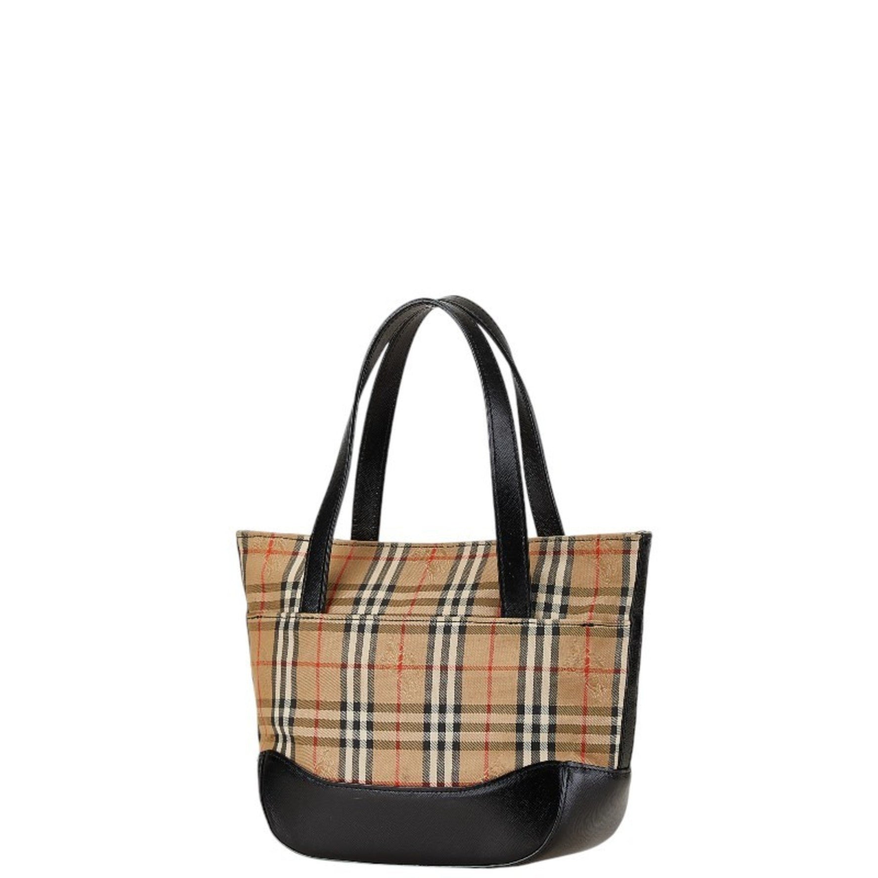 Burberry Nova Check Shadow Horse Handbag Beige Black Canvas Leather
