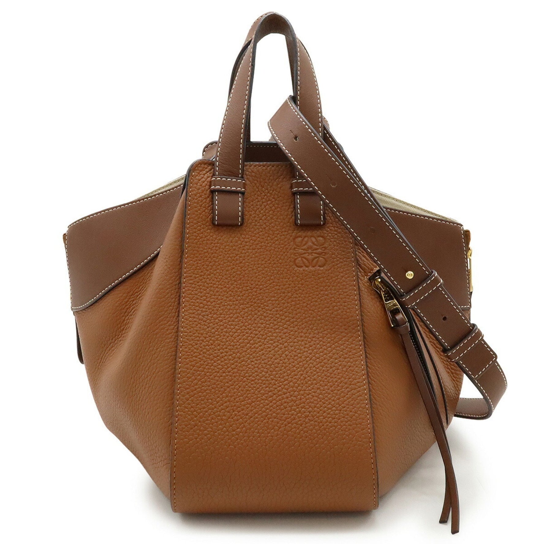 LOEWE Hammock Bag, small handbag/shoulder bag, two-tone leather, tan and