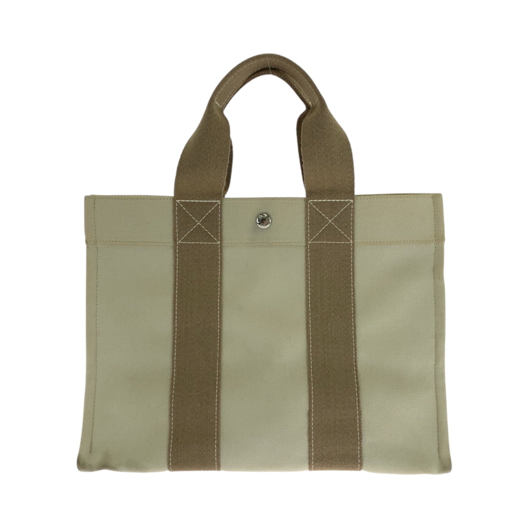 HERMES Bora PM Beige Ivory Silver Hardware Canvas Tote Bag Handbag