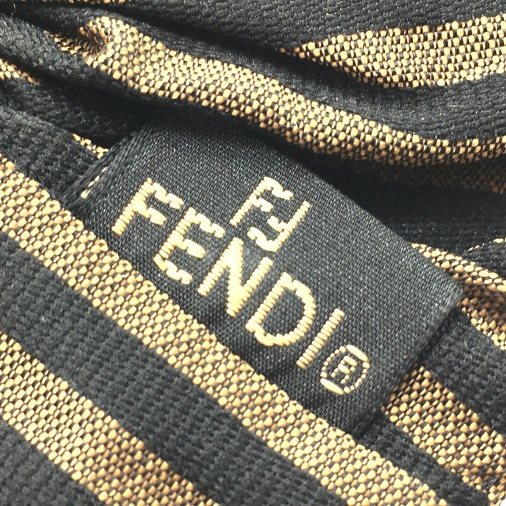 FENDI Pecan Scrunchie Hair Tie Canvas Brown x Black