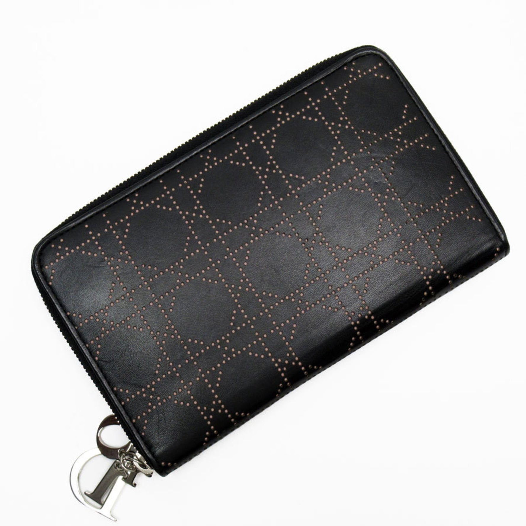Christian Dior Organizer Cannage Leather Black x Light Pink Men's