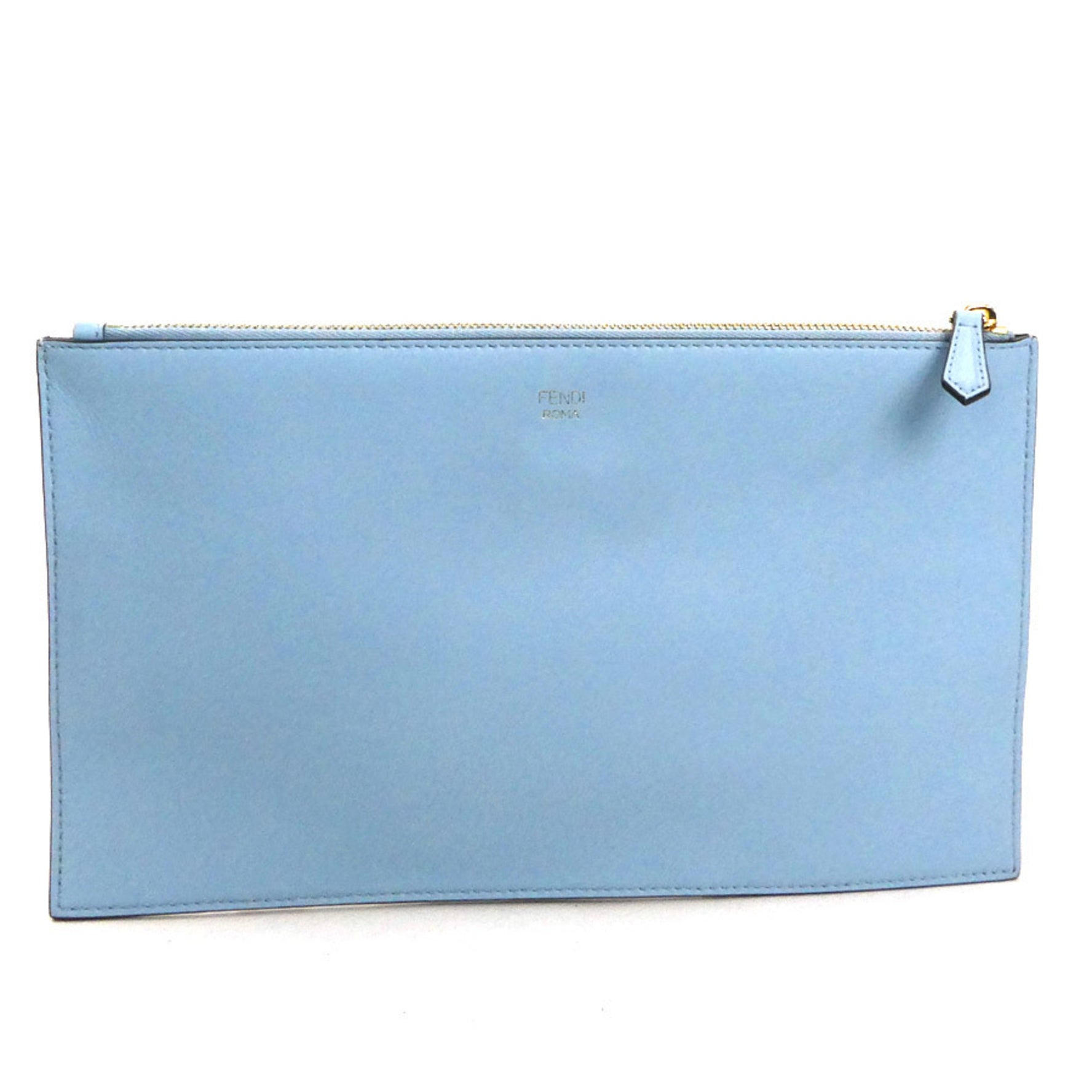 FENDI Pouch Clutch Bag Leather Multicolor Gold