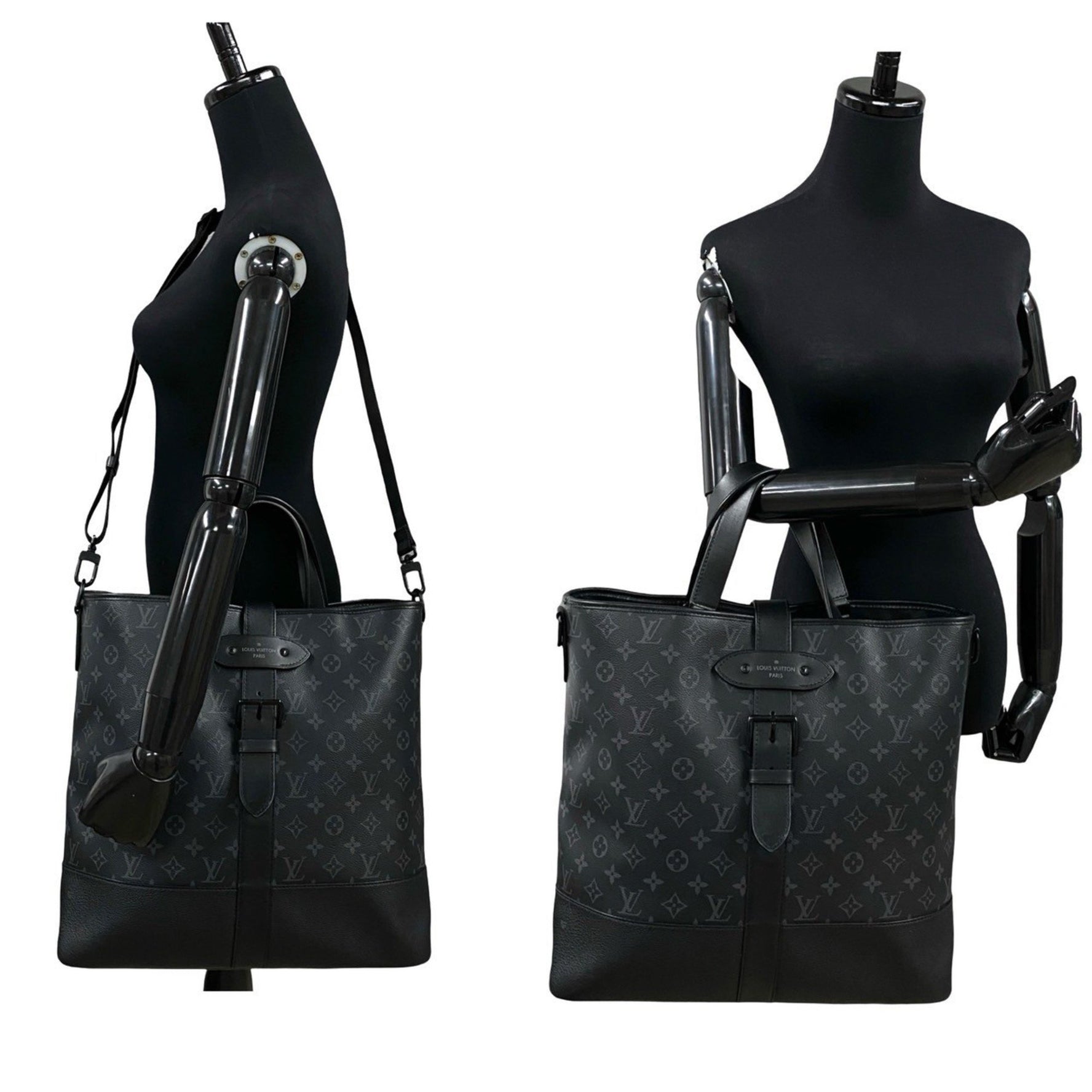 Louis Vuitton Saumur Monogram Eclipse Leather Handbag/Shoulder Bag