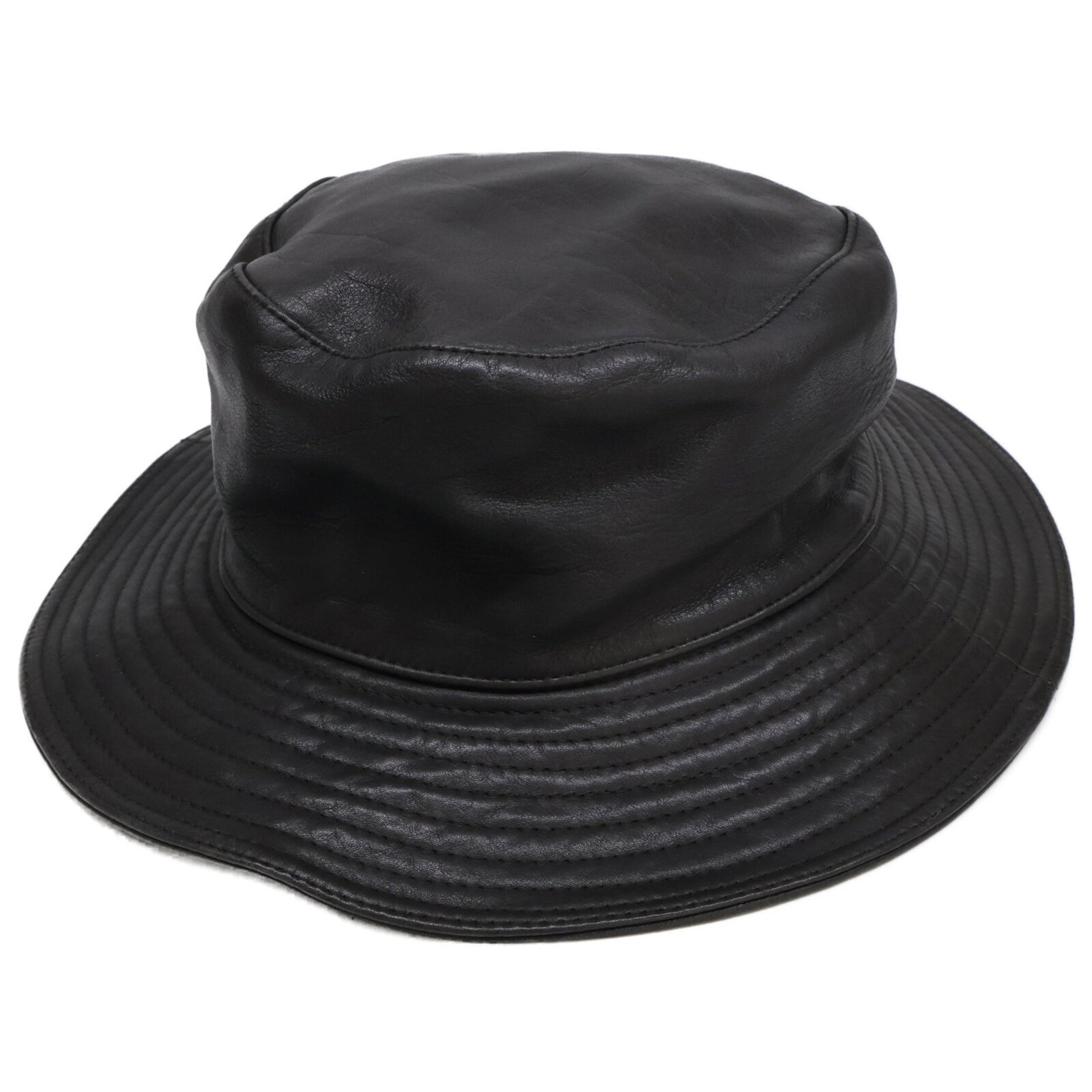 HERMES MOTSCH Leather Bucket Hat, Size 58, Men's