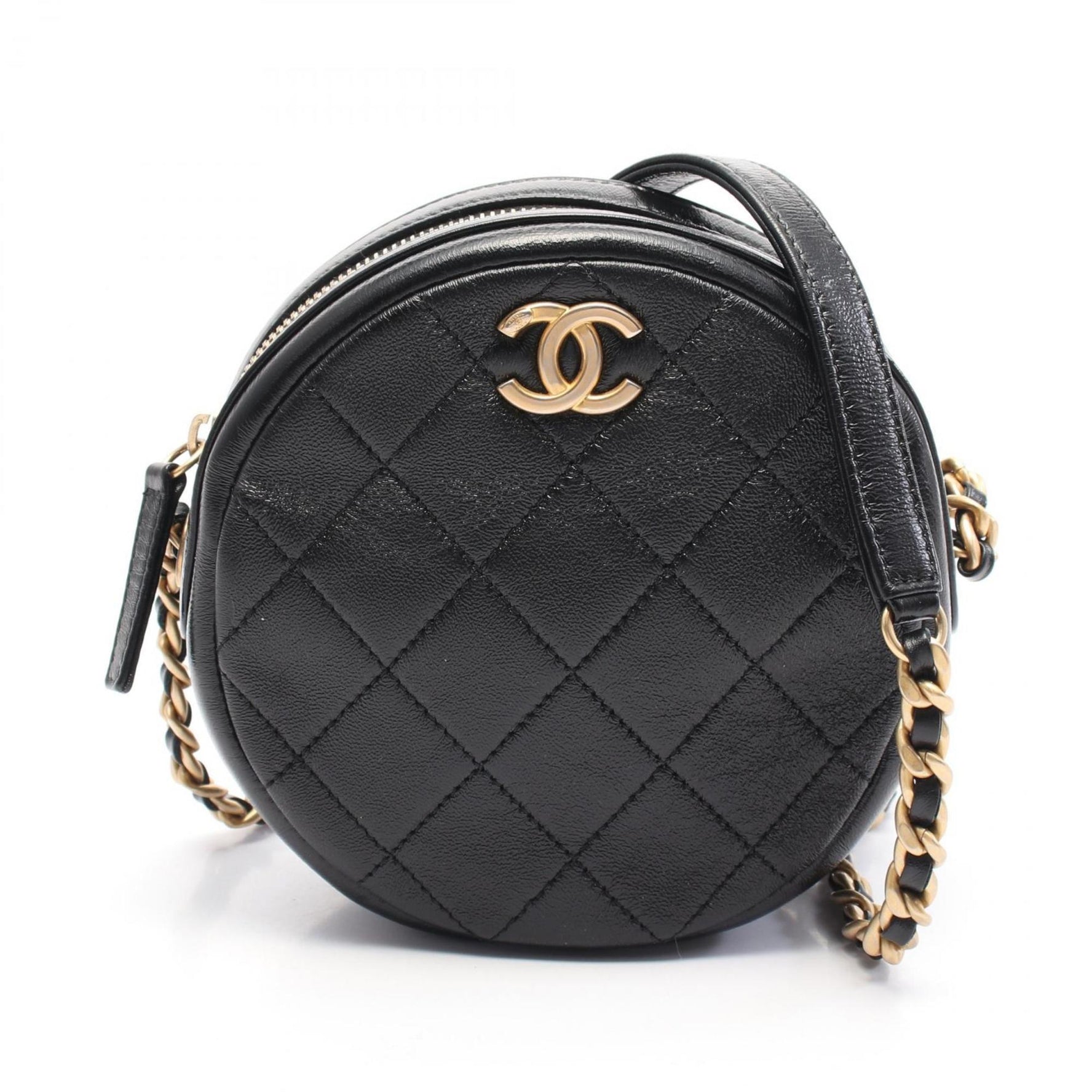 CHANEL Matelasse Round Mini Shoulder Bag Leather
