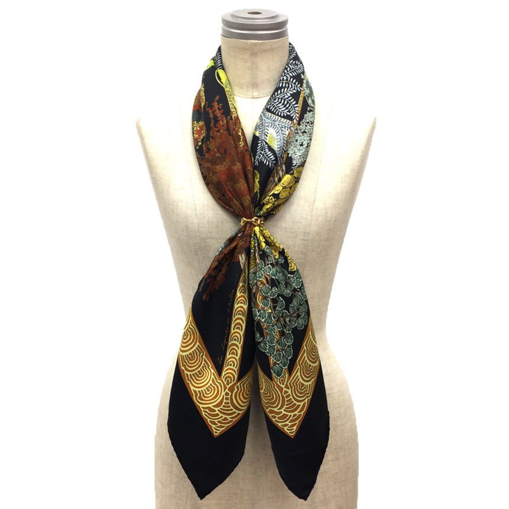 HERMES Scarf Muffler Carre 90 Les Legendes de l'Arbre Wood Legend 100% Silk