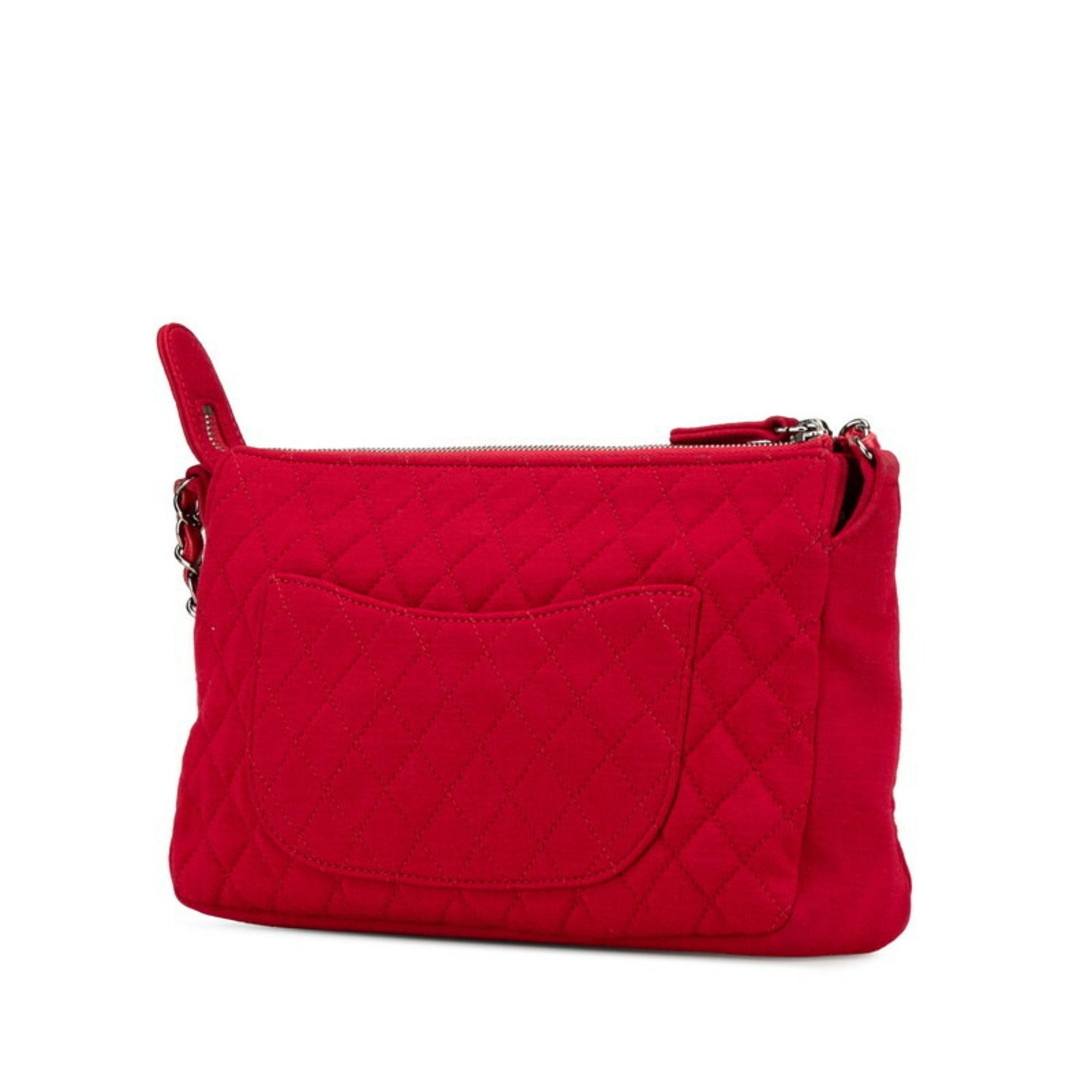 Chanel Matelasse Coco Mark Shoulder Bag Red Cotton