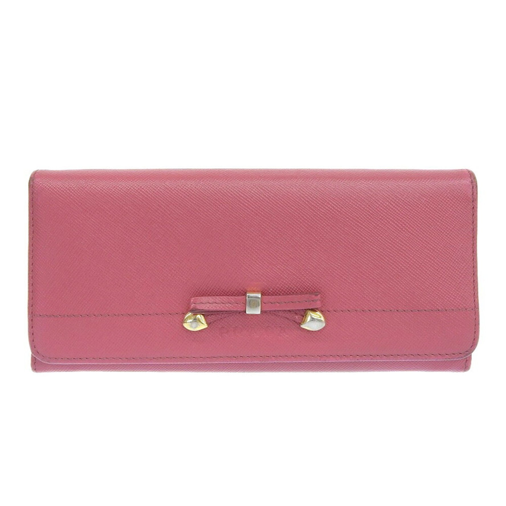 PRADA Long Wallet Ribbon Saffiano Peonia