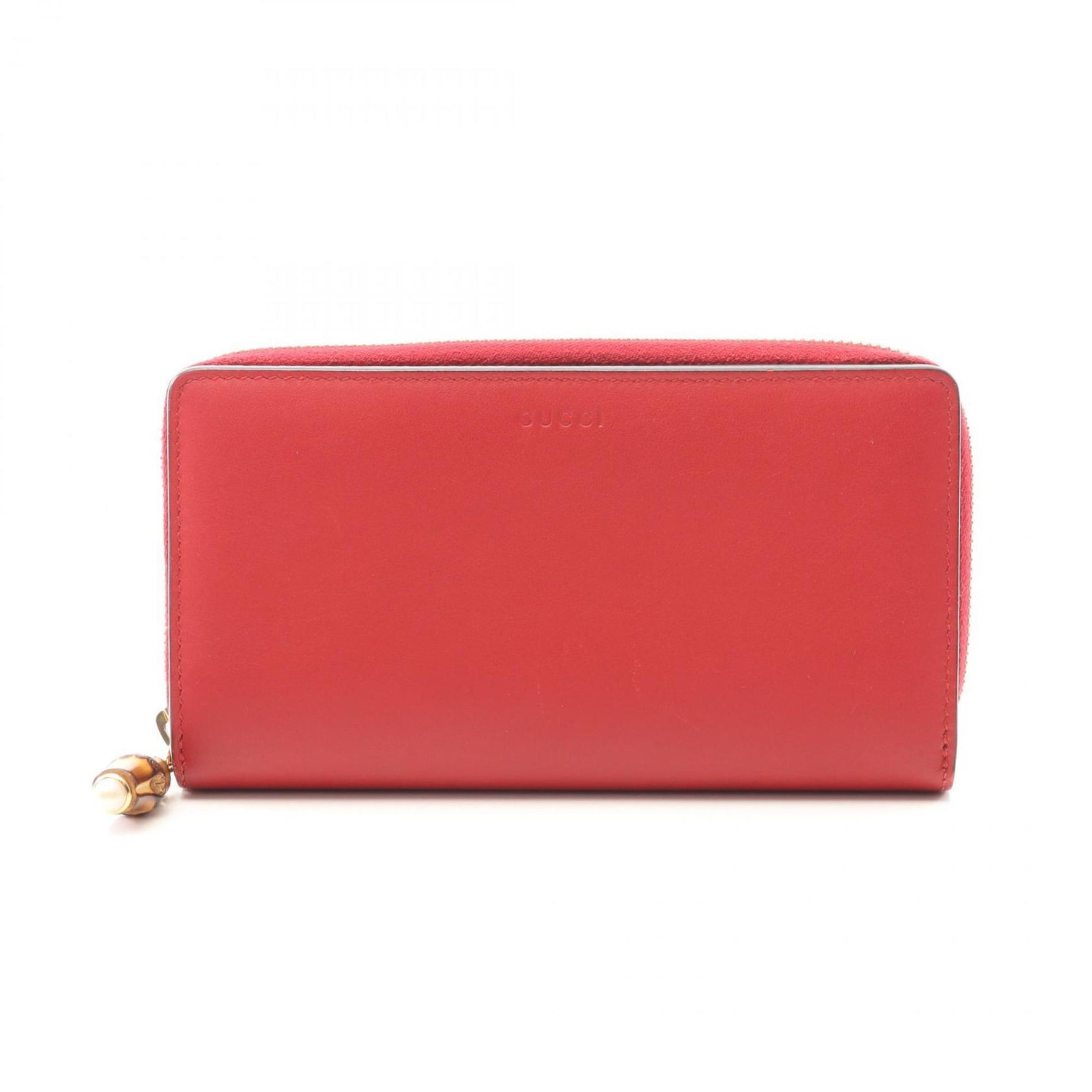 Gucci Bamboo Round Long Wallet, Leather, Red