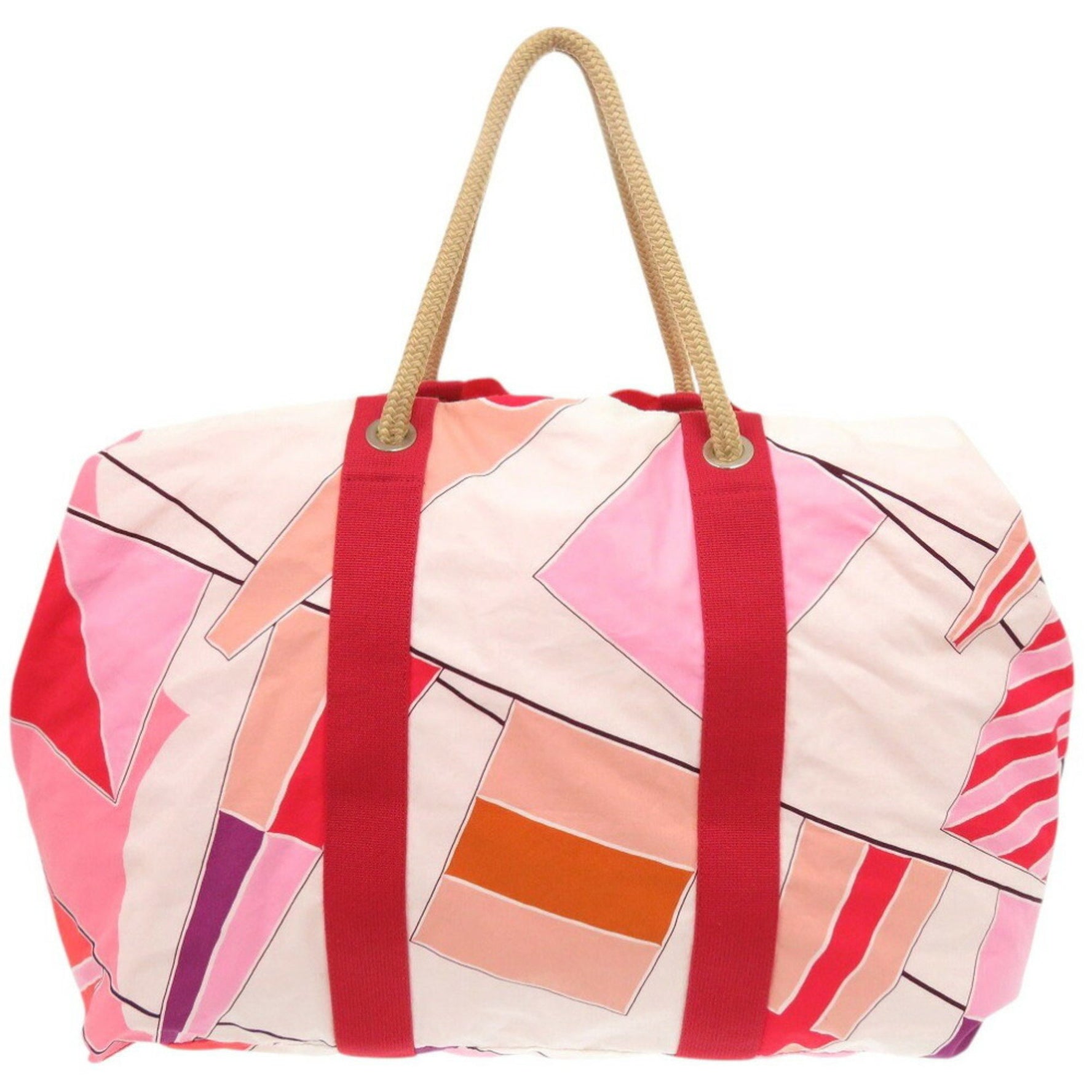 Hermes rope handle cotton multicolor beach bag tote