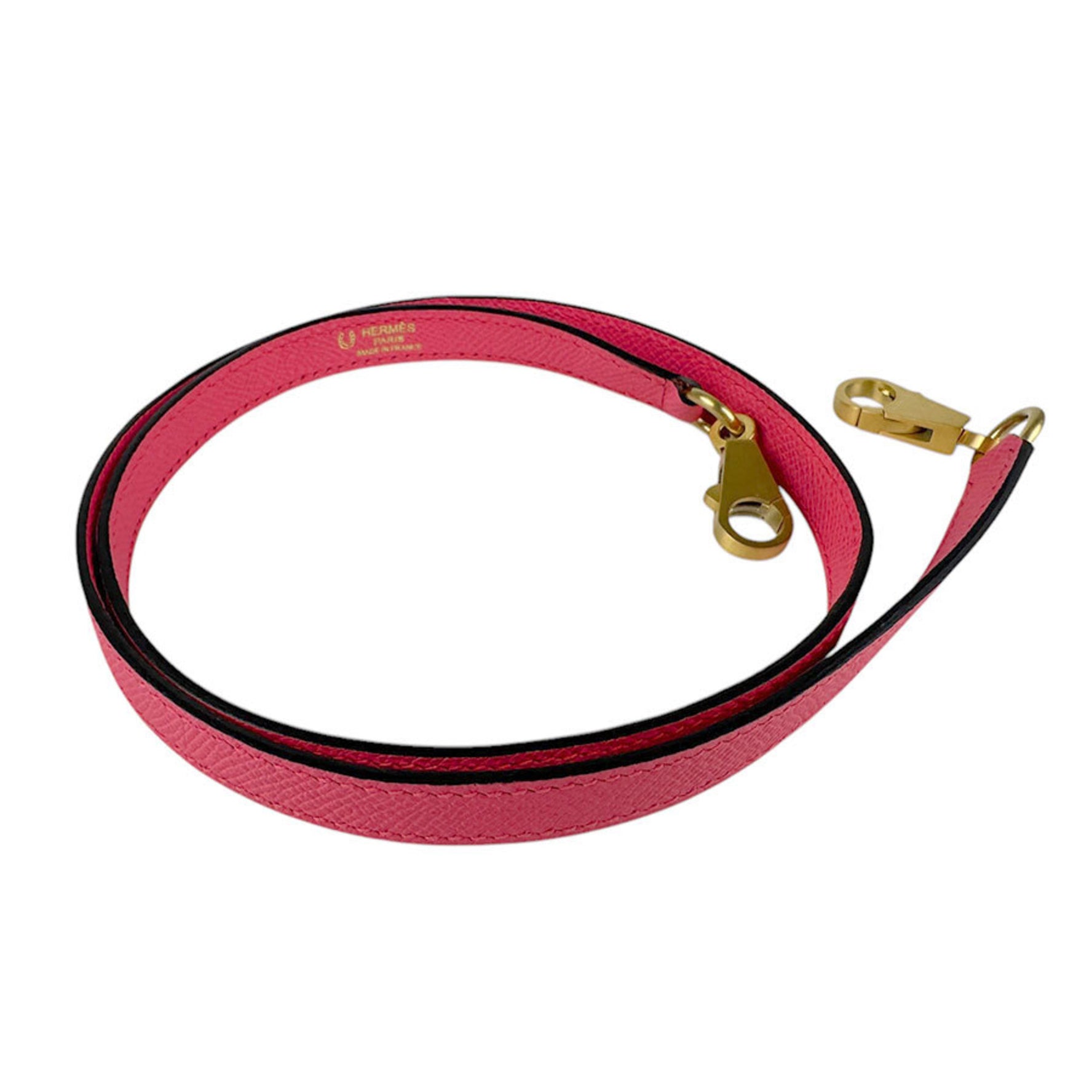 Hermes Shoulder Strap for Kelly and Bolide Personal Order Epsom Leather Rose Azalee Matte Gold Men's