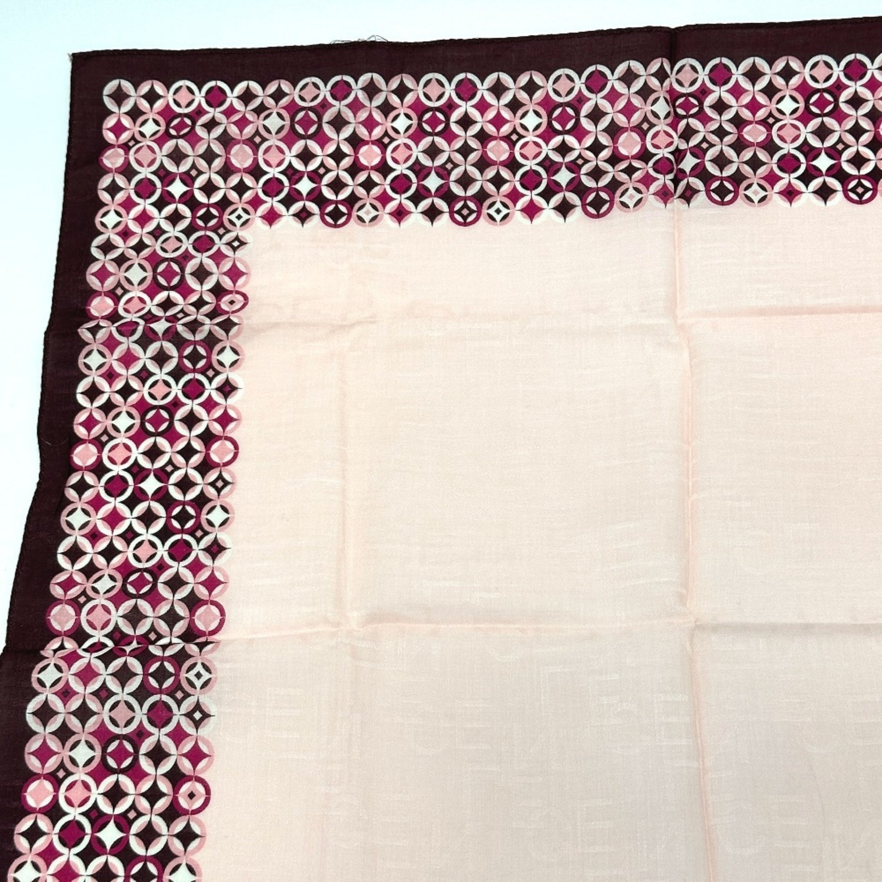 CELINE Logo Handkerchief Scarf Cotton Wine Red