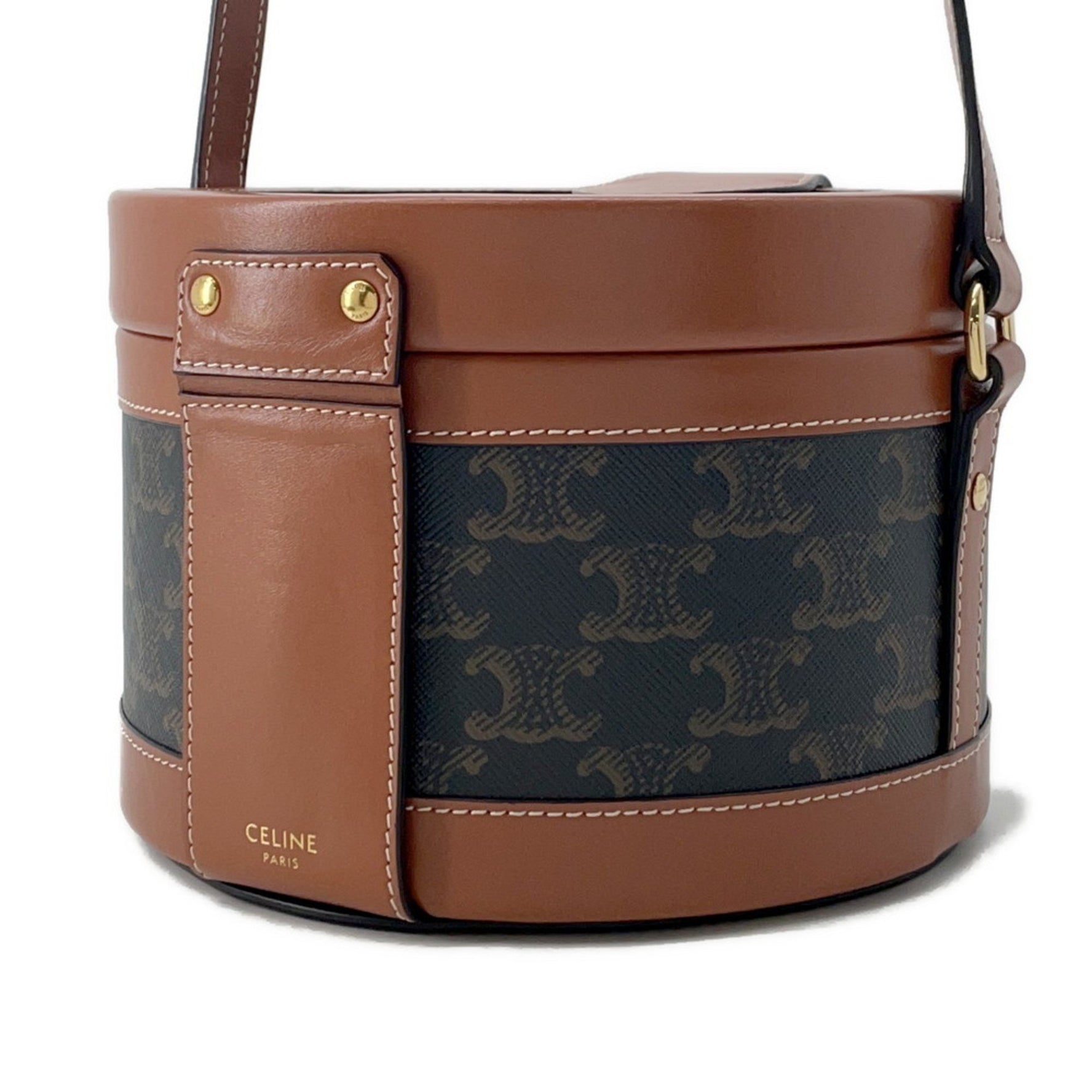 Celine Shoulder Bag Triomphe Tambour Vanity Leather Medium Bags