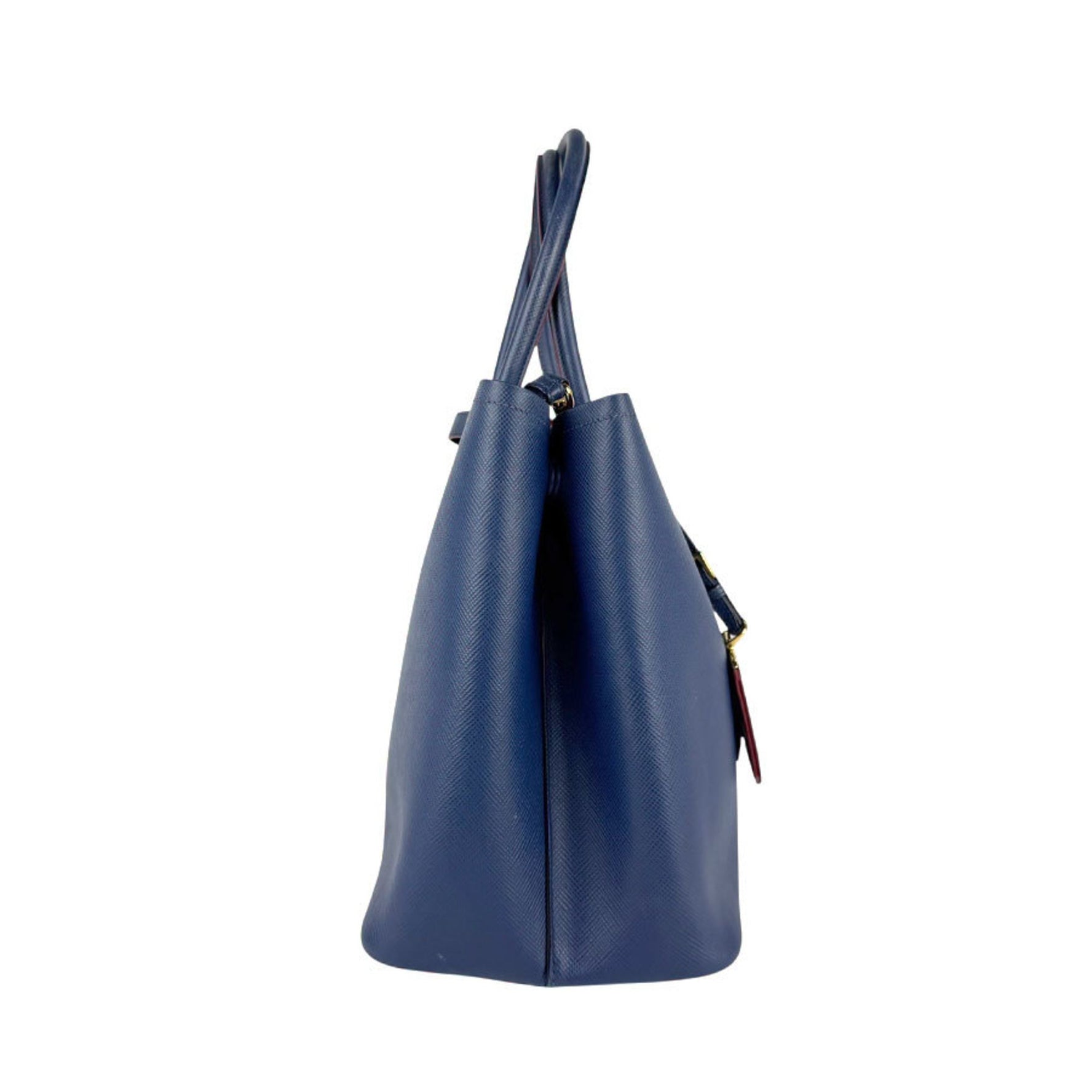 Prada PRADA Handbag Shoulder Bag Leather Dark Blue Gold Women's Z6433